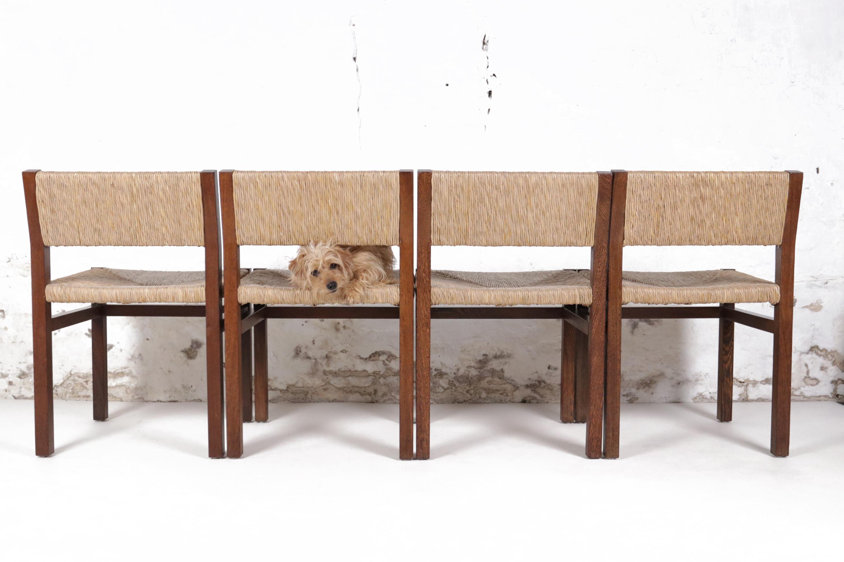 Cane Set of 4 Dutch Design Martin Visser Wengé Rush Dining Room Chairs '67