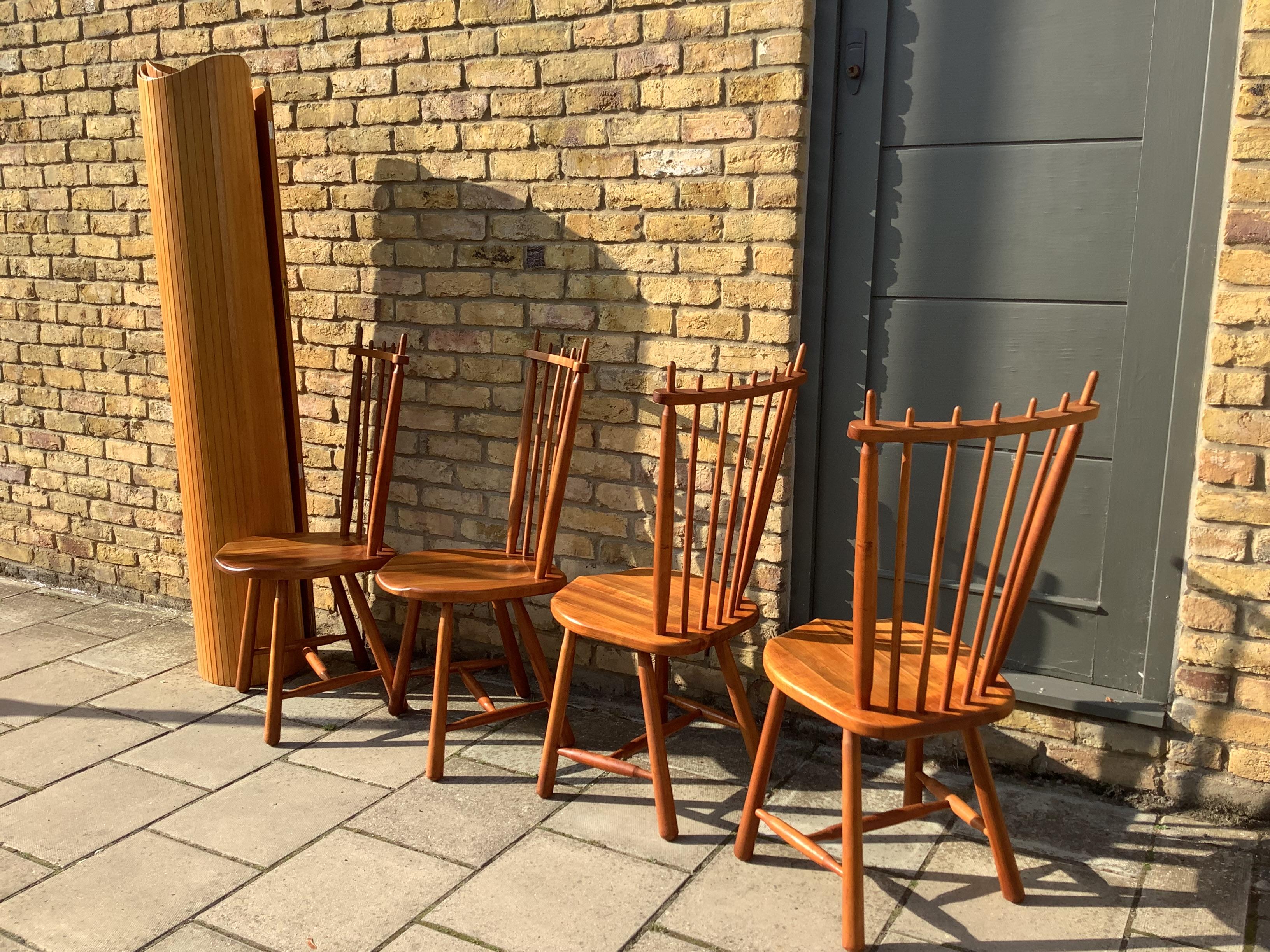 Beech Set of 4 Dutch dining chairs 1960's by De Star Gelderland  For Sale