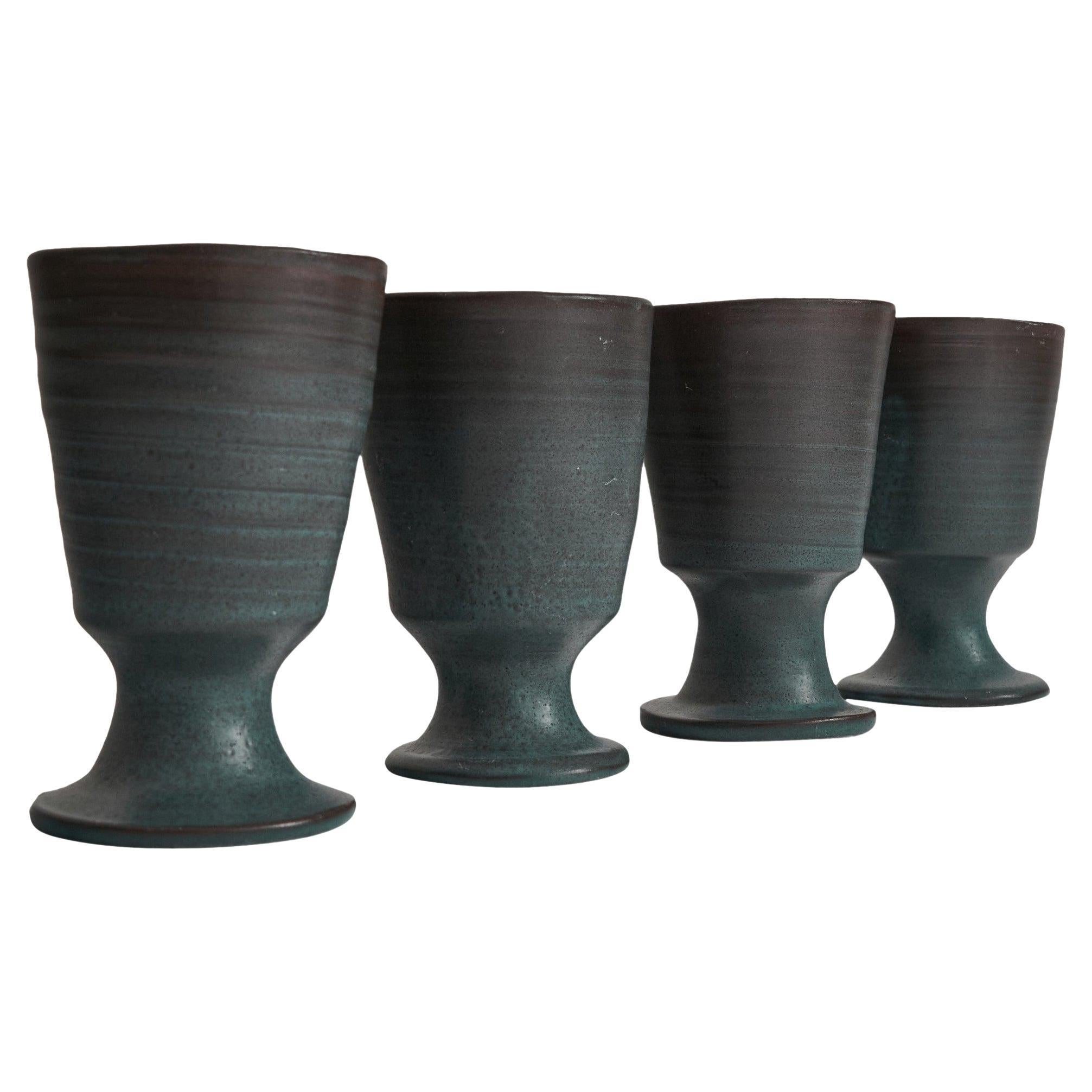 Set di 4 calici olandesi in Studio Pottery della metà del secolo scorso