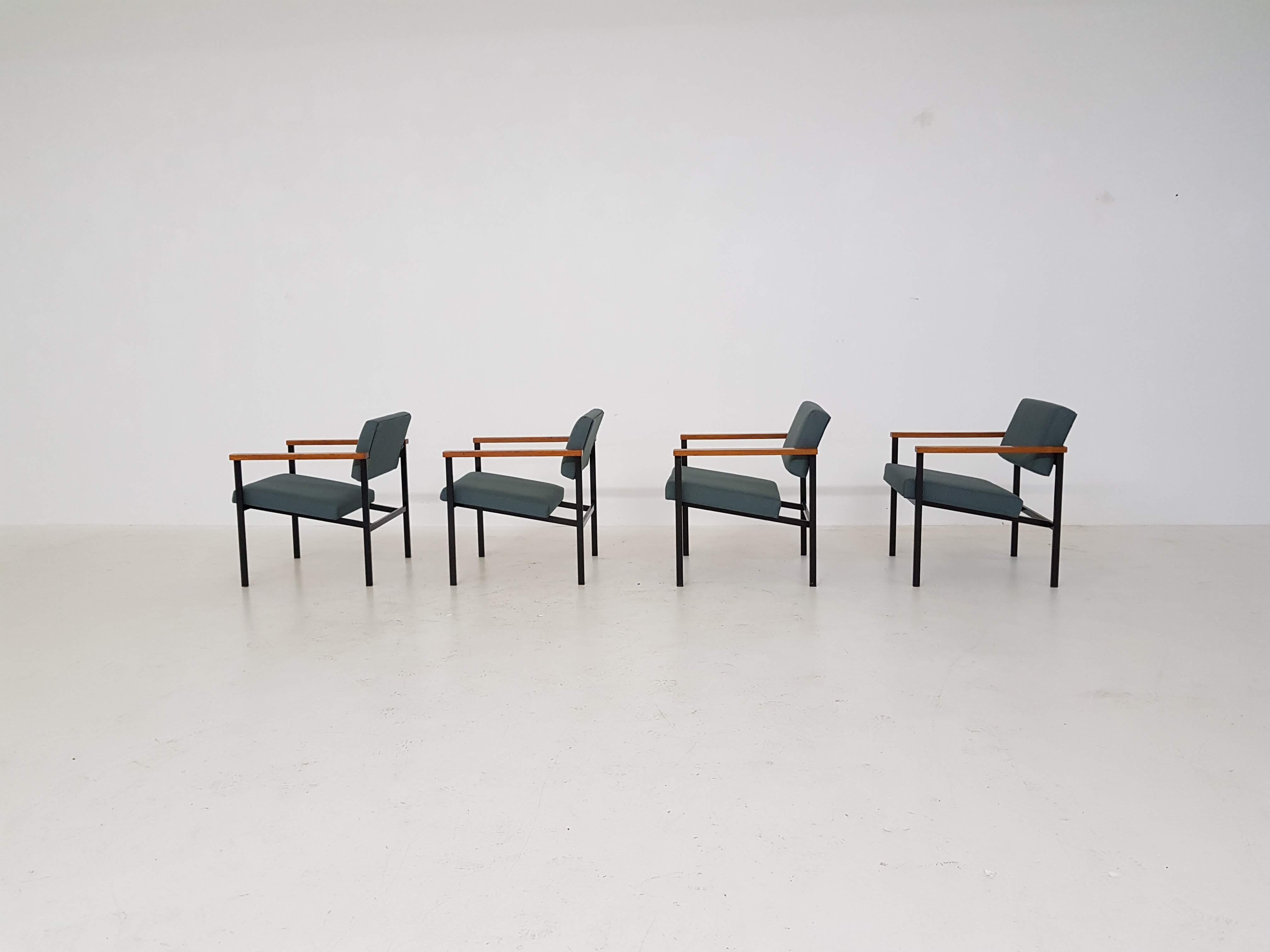 Mid-Century Modern Set of 4 Dutch Modernist Lounge Chairs, the Netherlands, 1960s