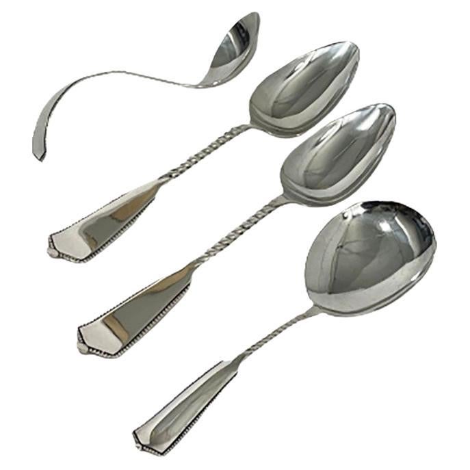 Set of 4 Dutch silver serving spoons, Van Kempen & Zn, 1887-1894 For Sale