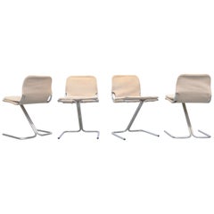 Set of 4 DUX Chrome and Canvas Dining Chairs