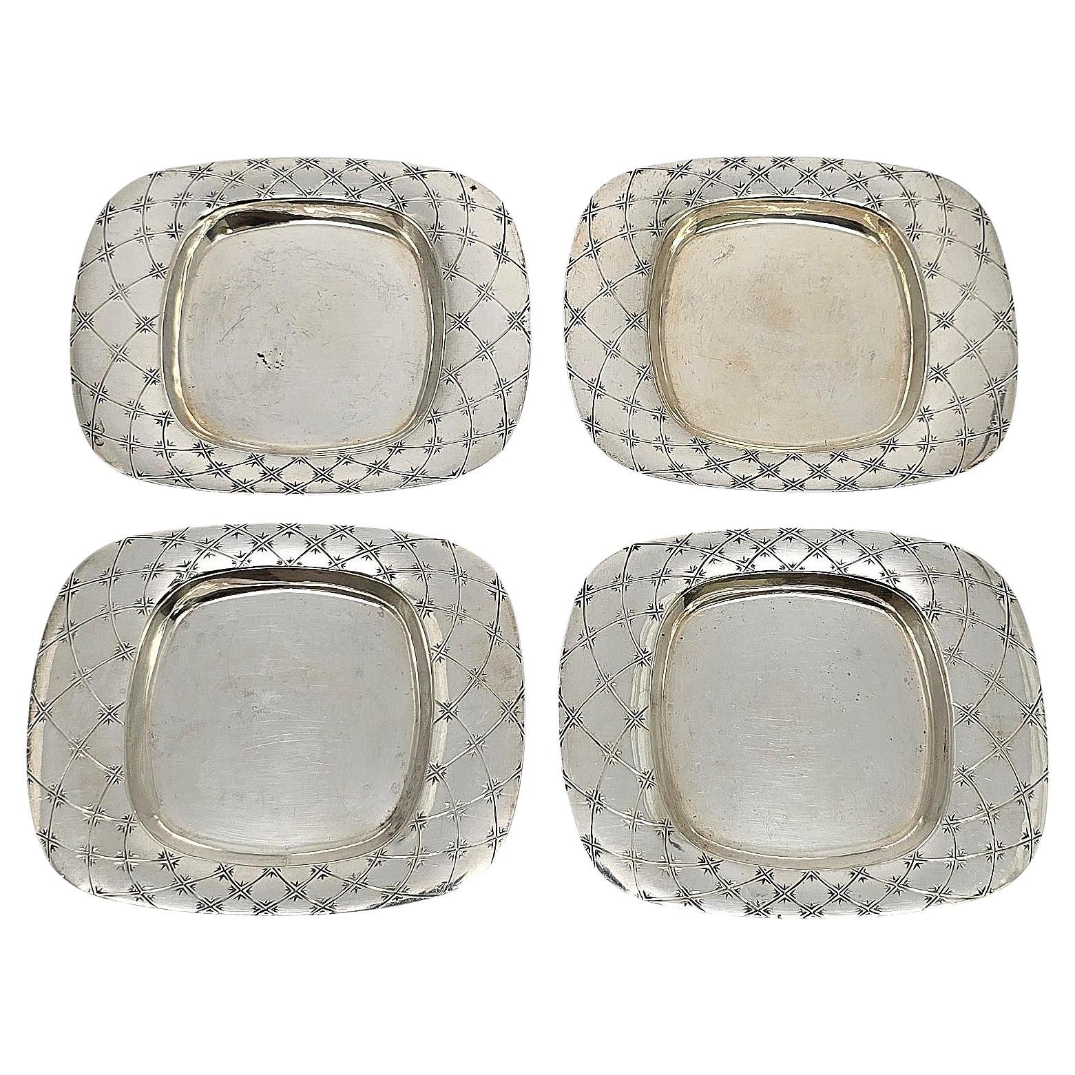 Set di 4 piatti piccoli in argento sterling E Dragsted Denmark Star/Stjerne #19866