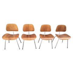 Set of 4 Eames Walnut DCM Dining Chairs Herman Miller Edition