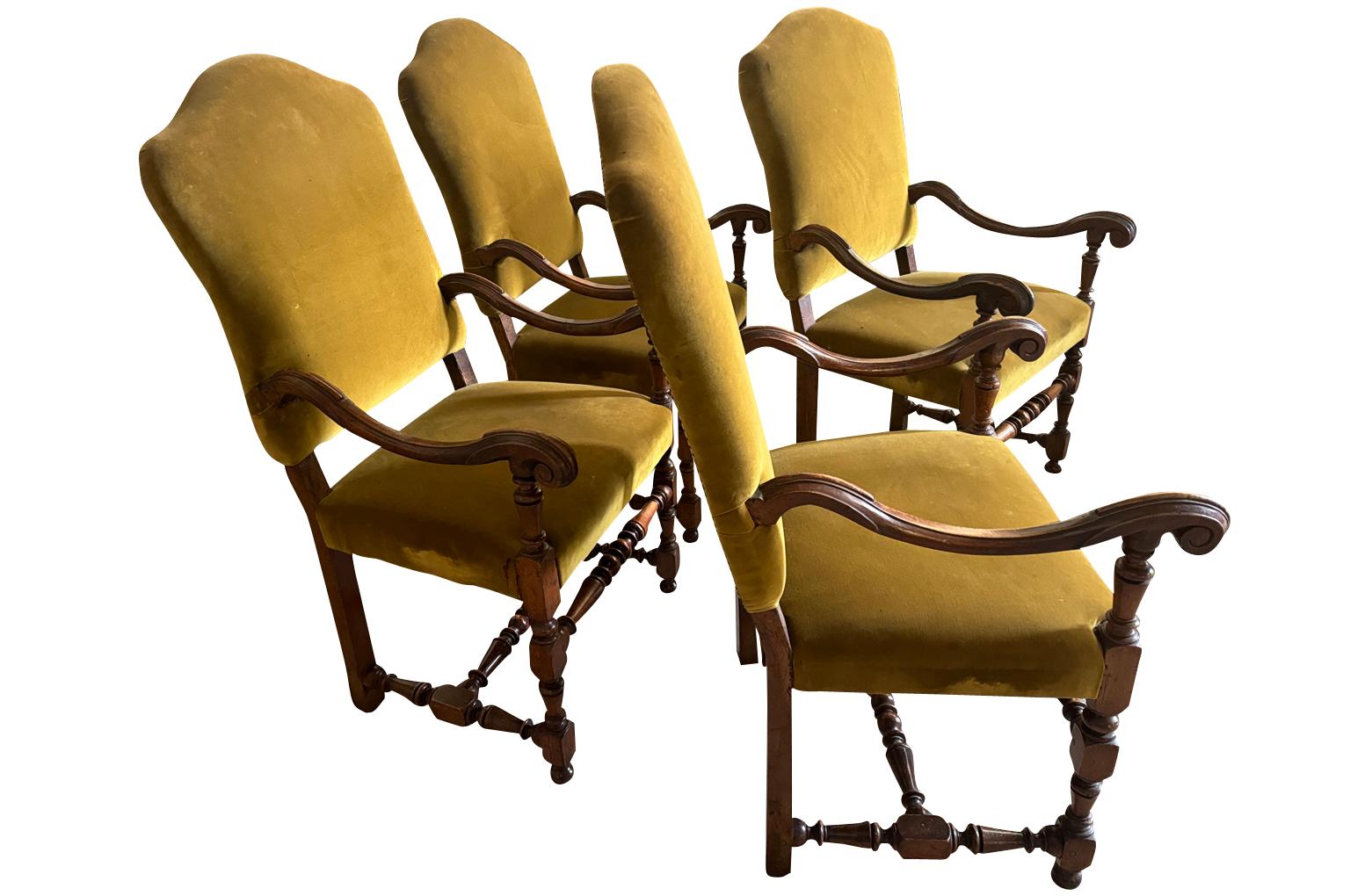 XIXe siècle Ensemble de 4 fauteuils italiens du début du 19e siècle en vente