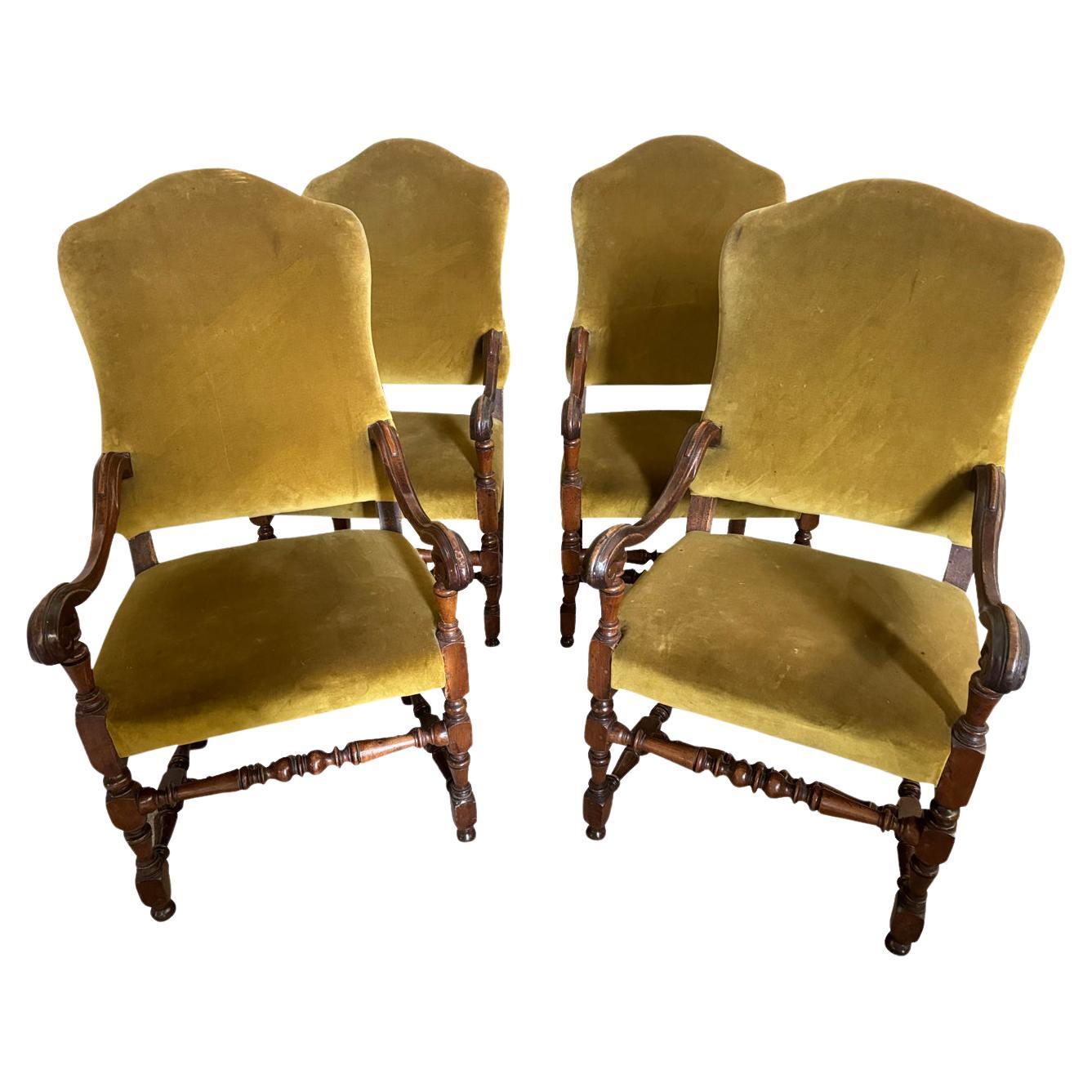 Set Of 4 Early 19th Century Italian Armchairs