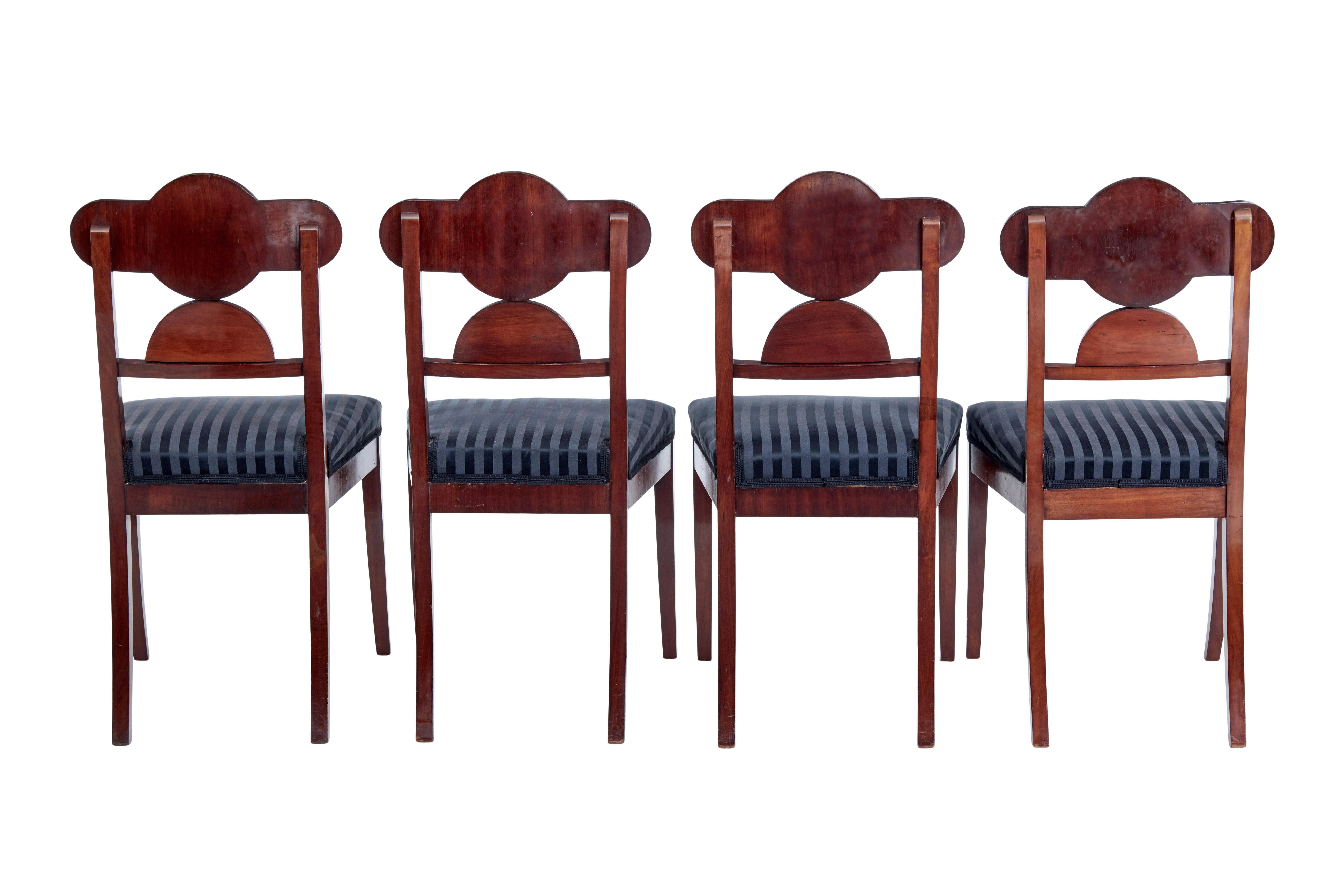 Empire Set of 4 early 19th Swedish mahogany empire dining chairs
