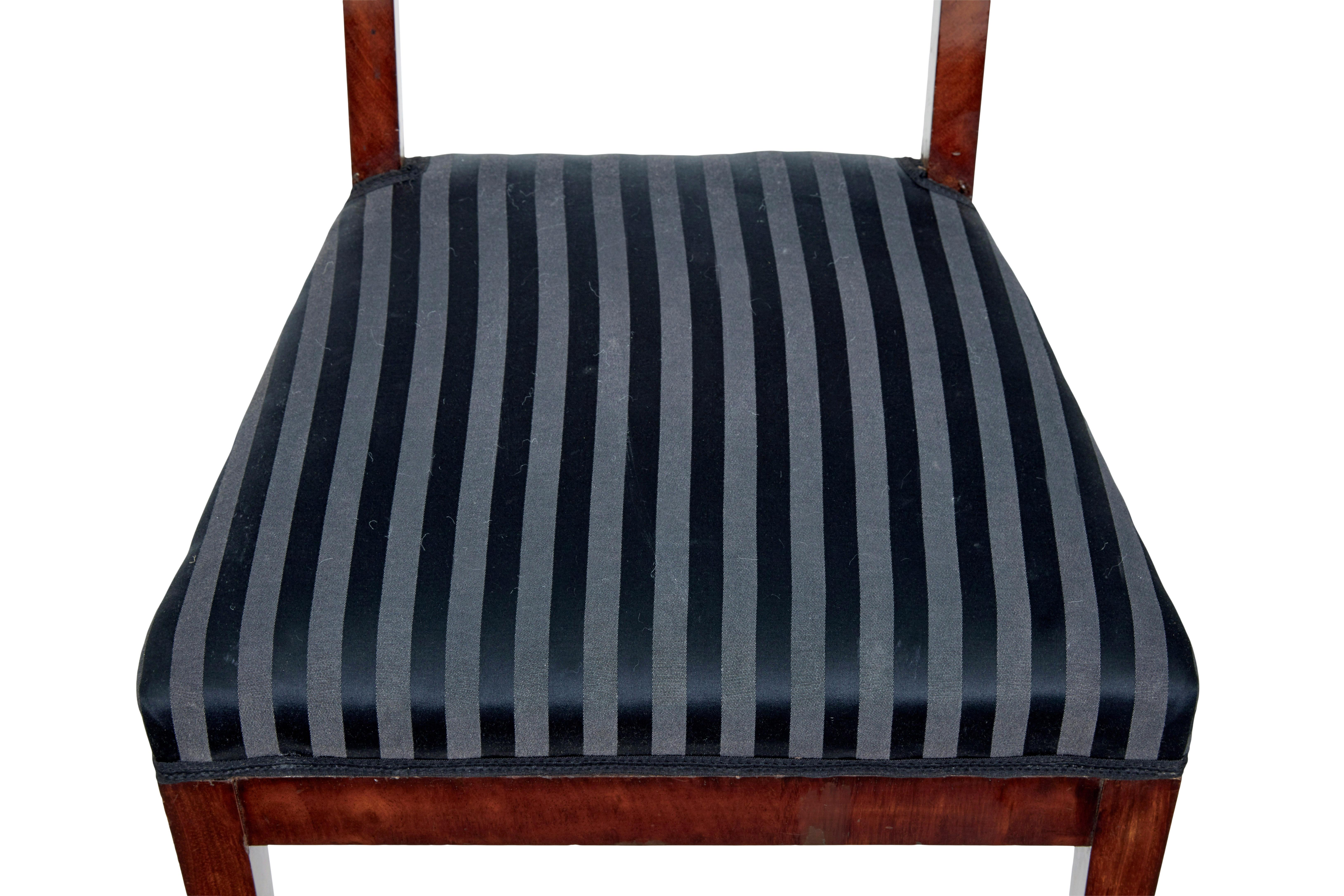 19th Century Set of 4 early 19th Swedish mahogany empire dining chairs