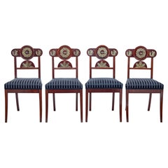 Set of 4 early 19th Swedish mahogany empire dining chairs