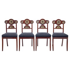 Ensemble de 4 chaises de salle à manger empire en acajou du début du 19ème siècle