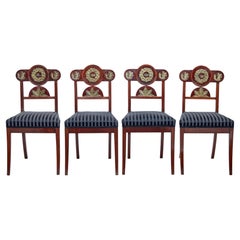 Set of 4 early 19th Swedish mahogany empire dining chairs