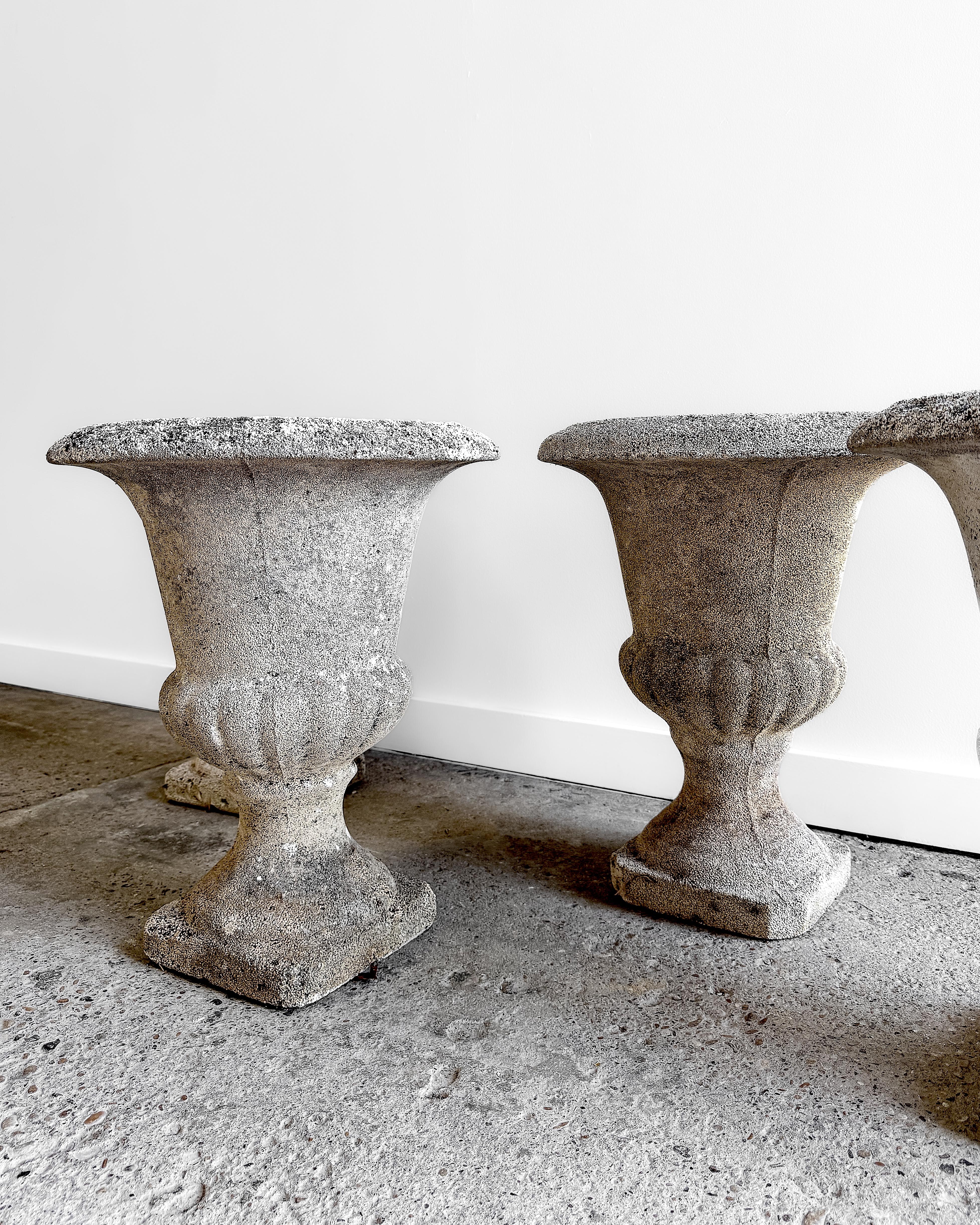 Set of 4 Early 20th Century Classic French Cement Urn Planters For Sale 7