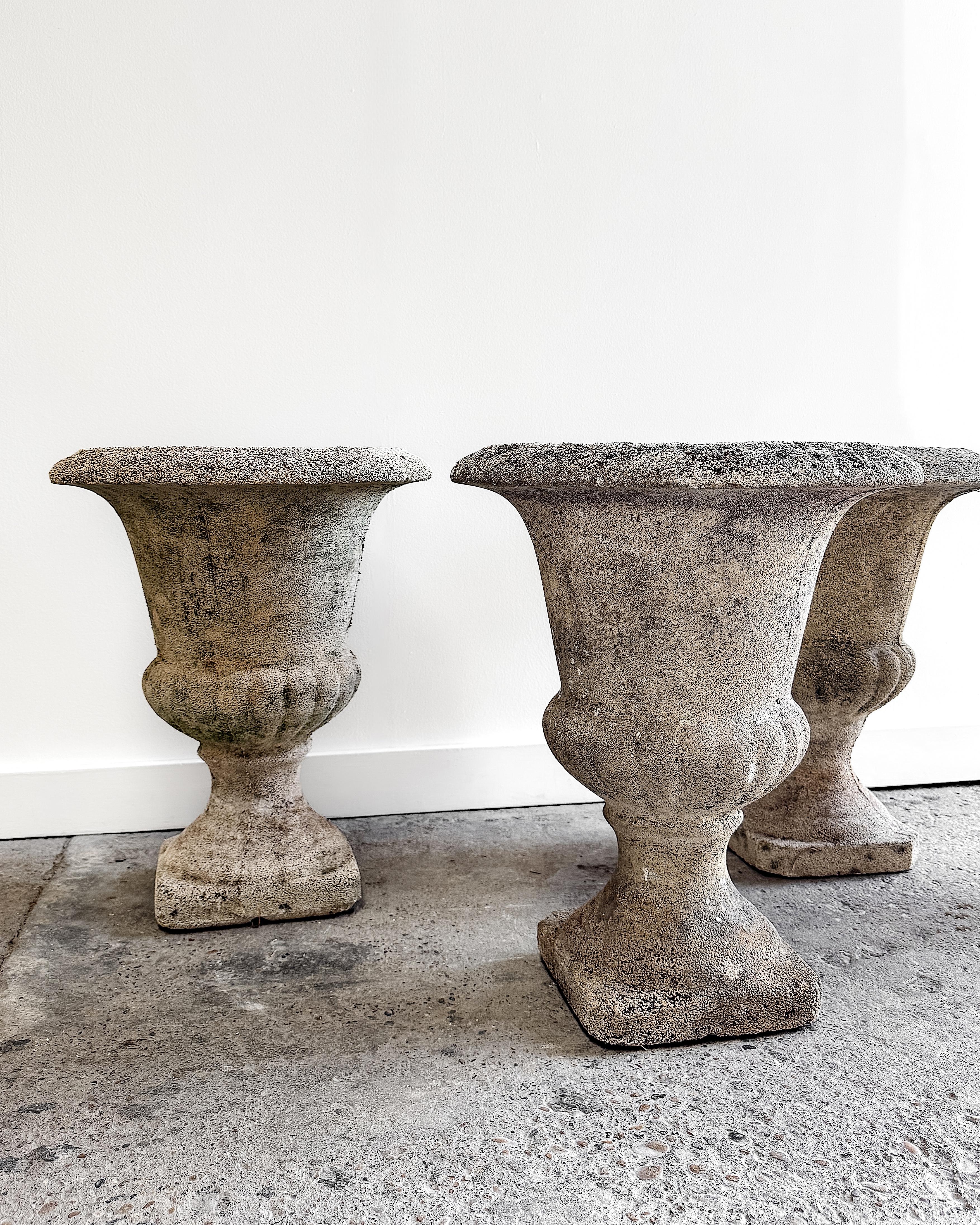 Set of 4 Early 20th Century Classic French Cement Urn Planters For Sale 8