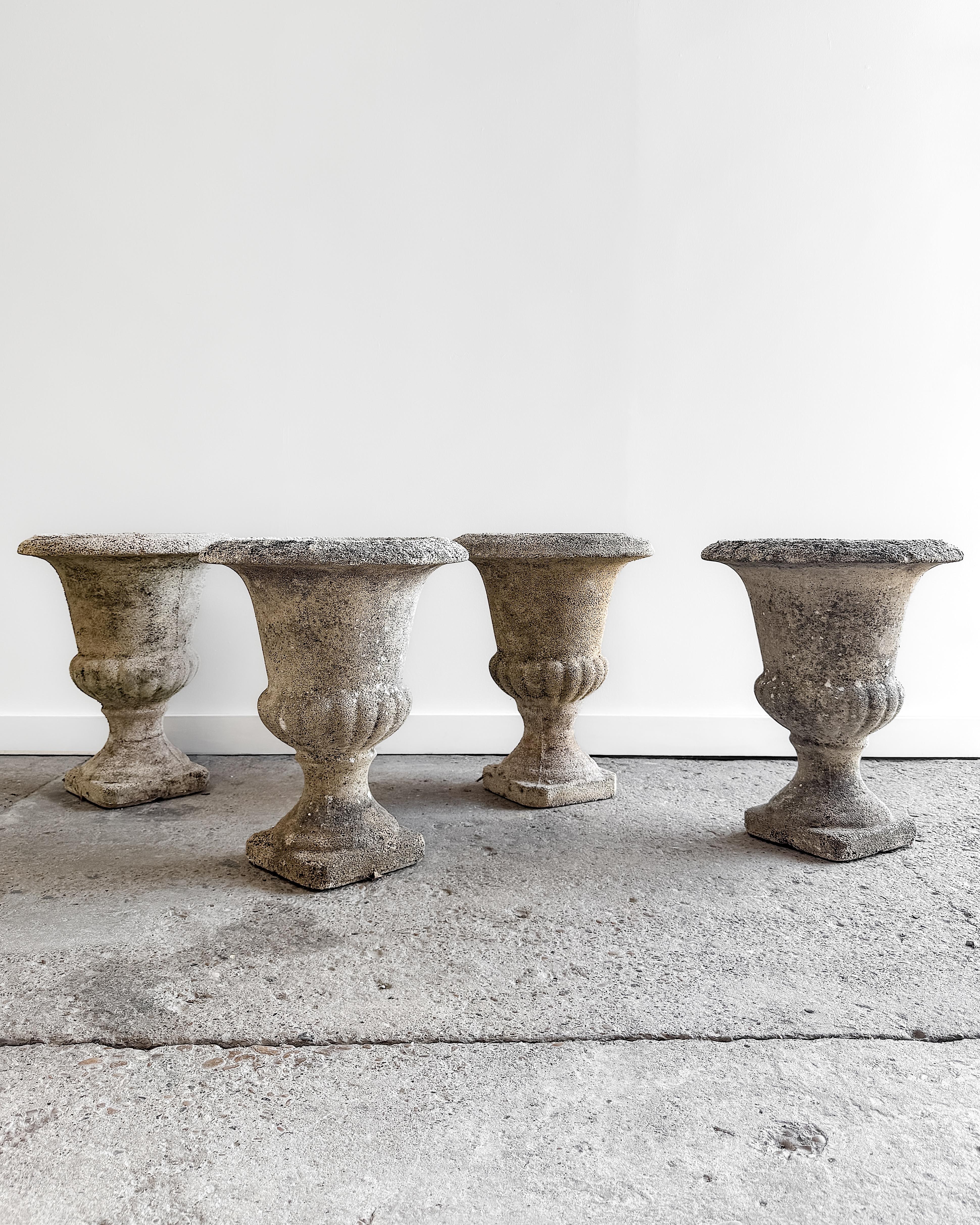 Set of 4 Early 20th Century Classic French Cement Urn Planters For Sale 10