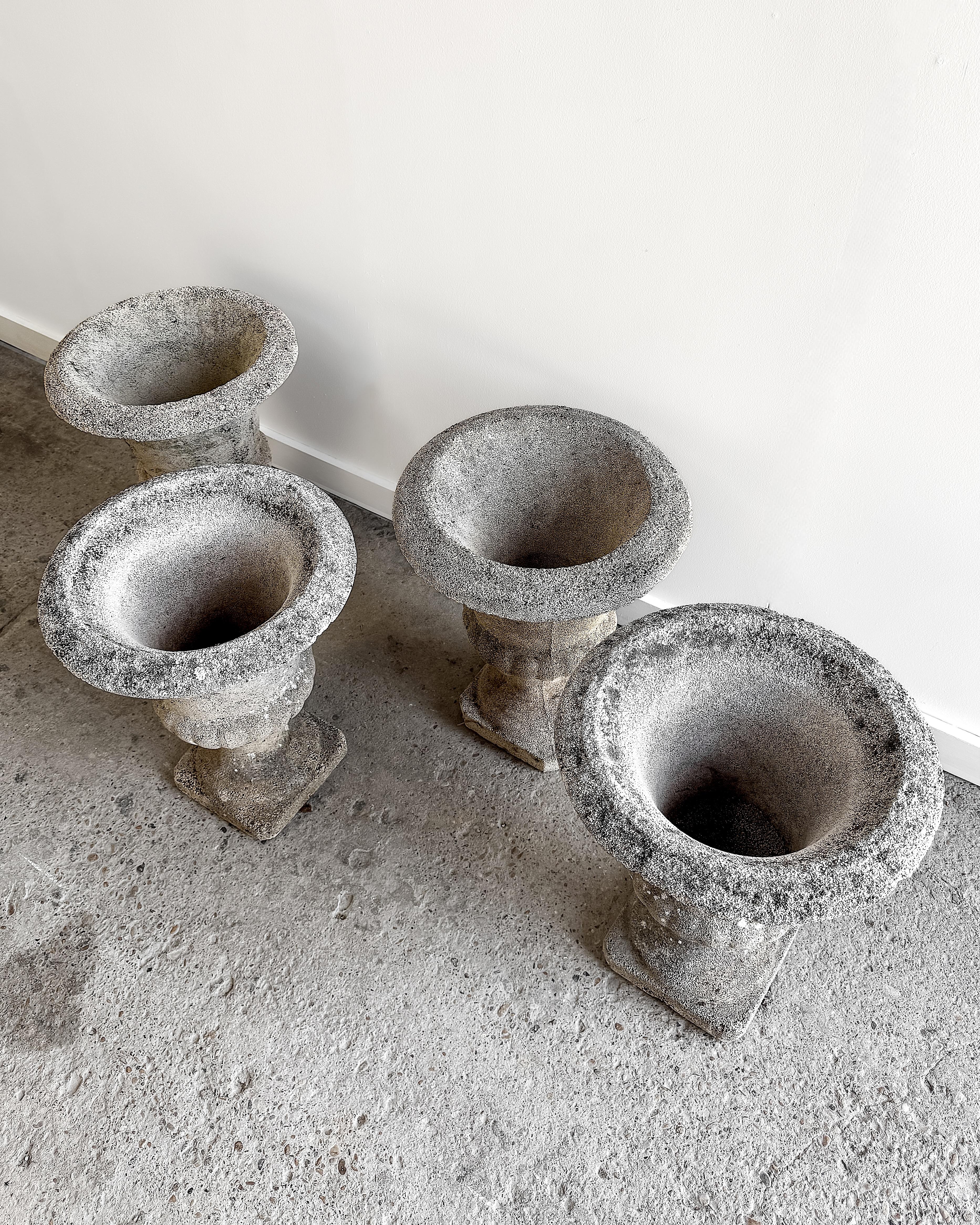 Set of 4 Early 20th Century Classic French Cement Urn Planters For Sale 4