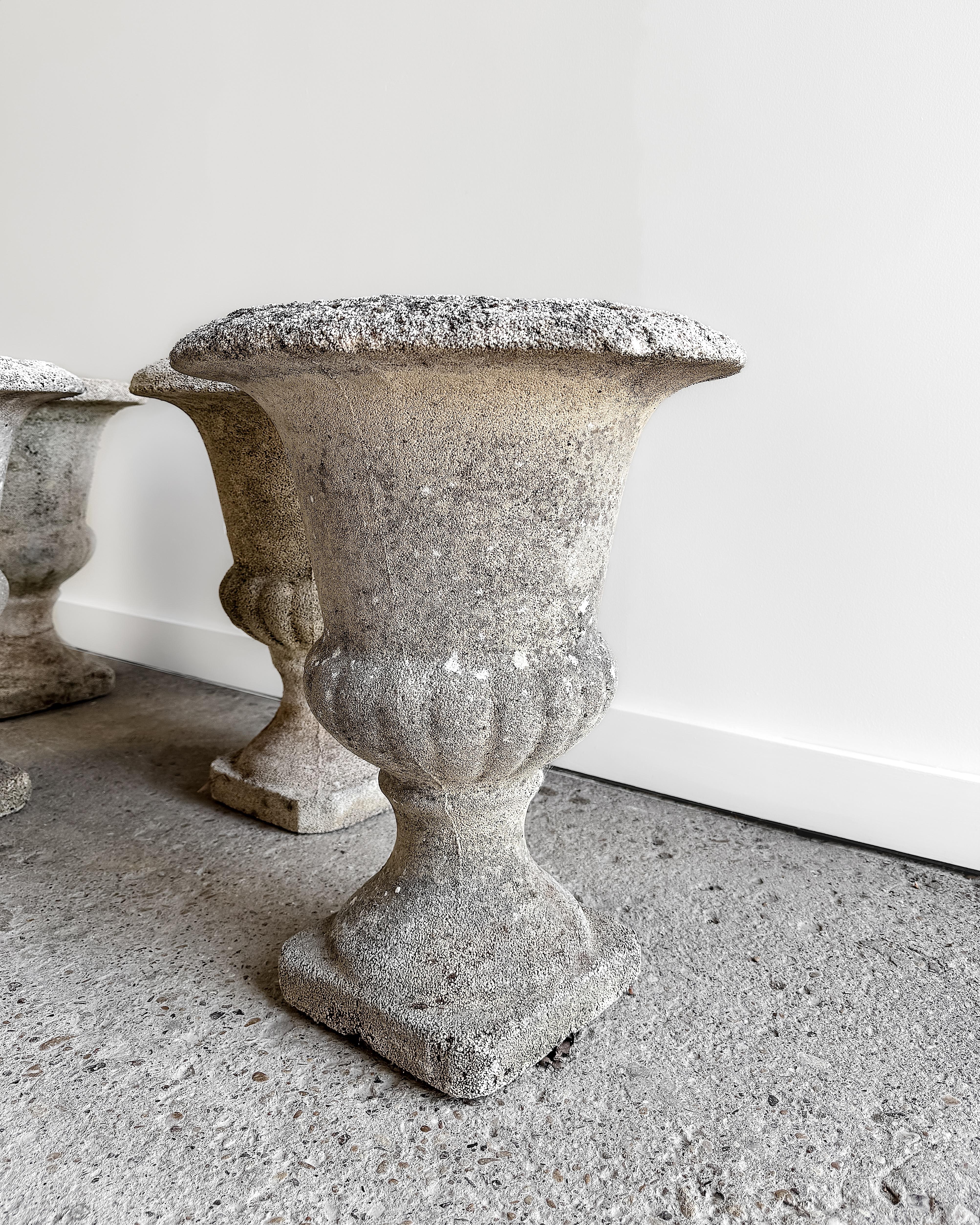 Set of 4 Early 20th Century Classic French Cement Urn Planters For Sale 6