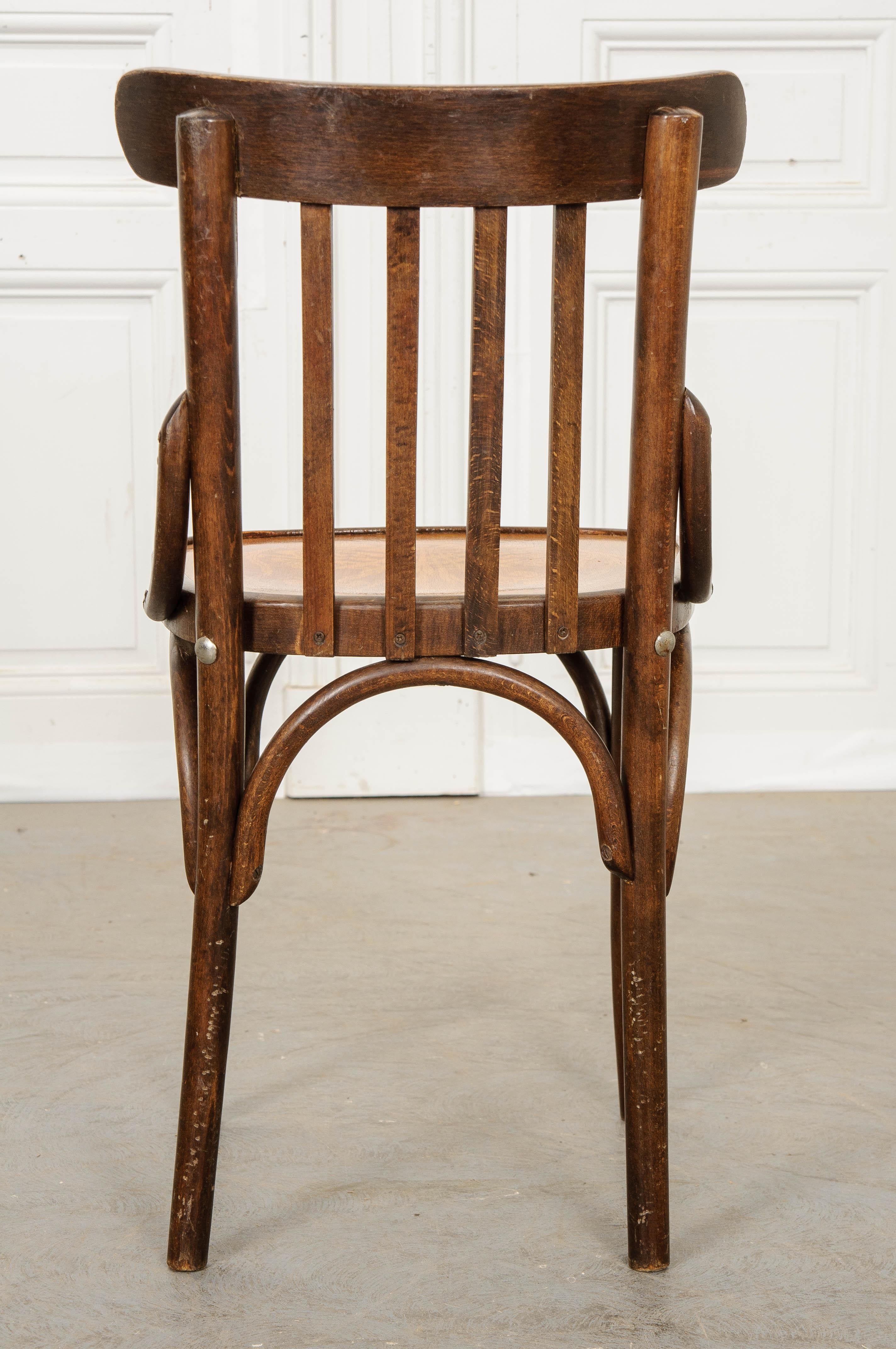 Set of 4 Early 20th Century French Oak Bentwood Dining Chairs 2