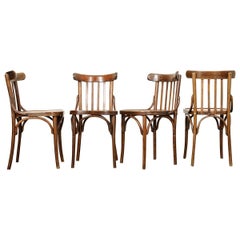 Set of 4 Early 20th Century French Oak Bentwood Dining Chairs