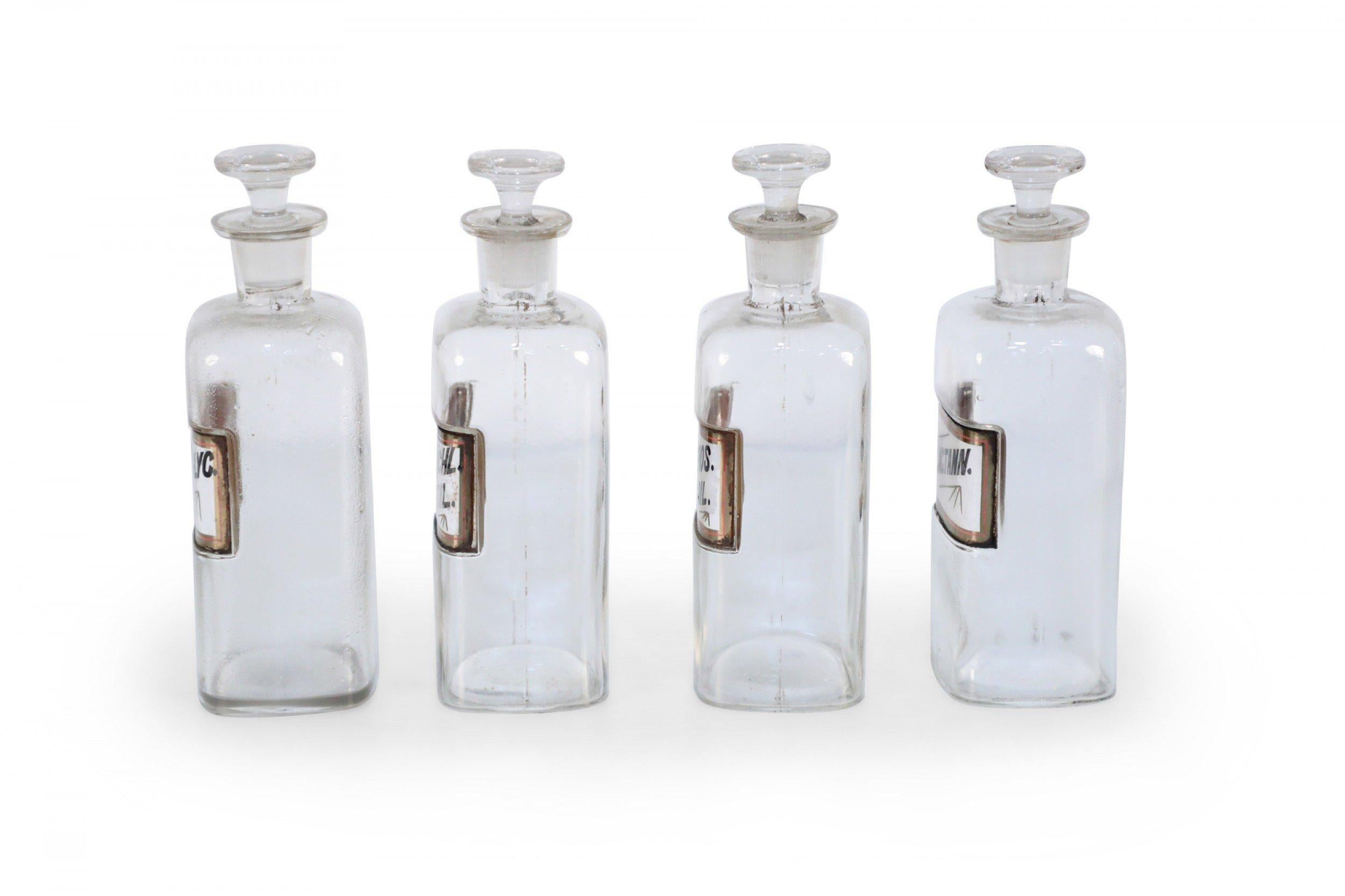 Set of 4 Early 20th Century Labeled Glass Apothecary Bottles For Sale 6
