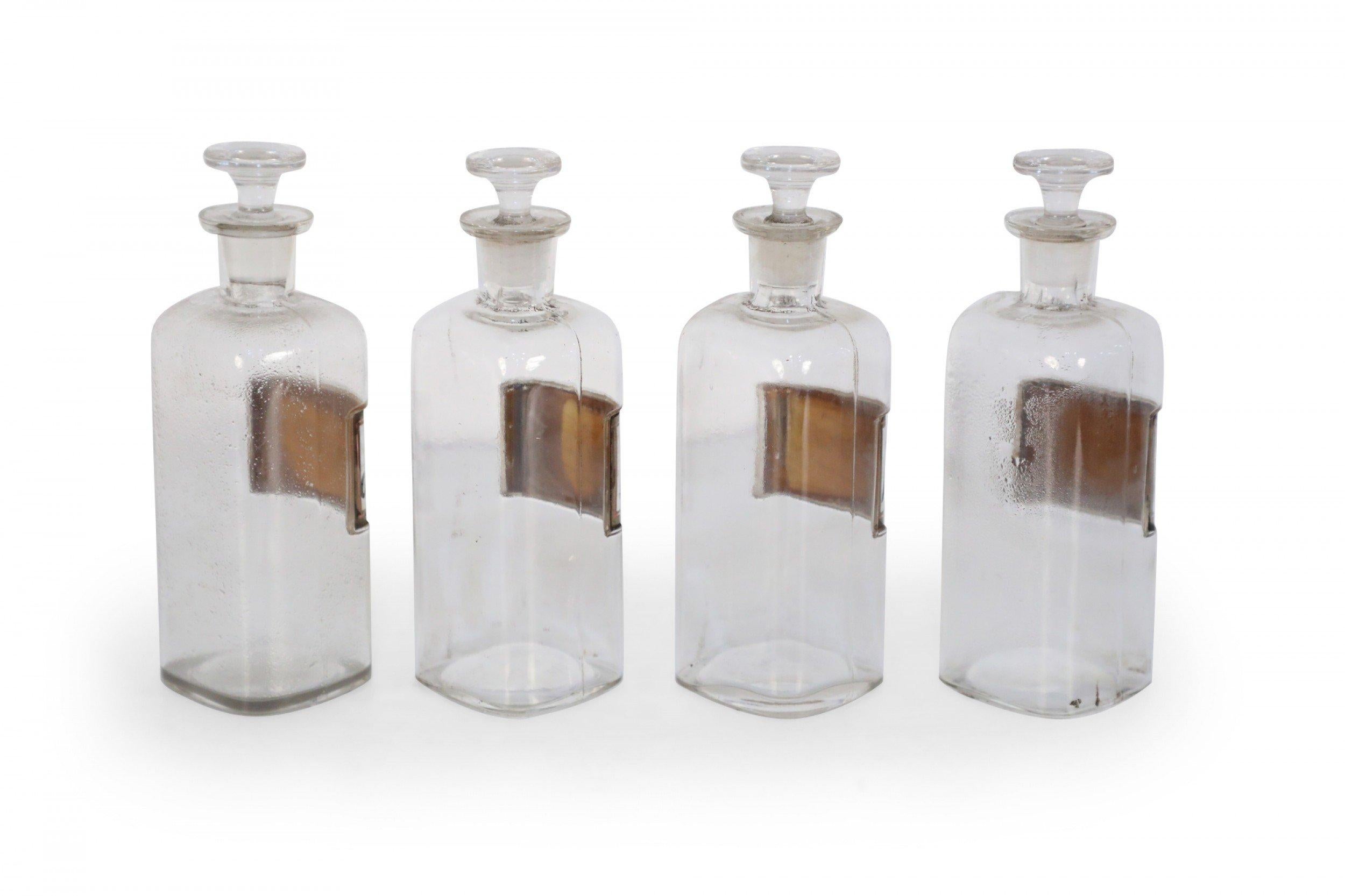 Set of 4 Early 20th Century Labeled Glass Apothecary Bottles For Sale 2
