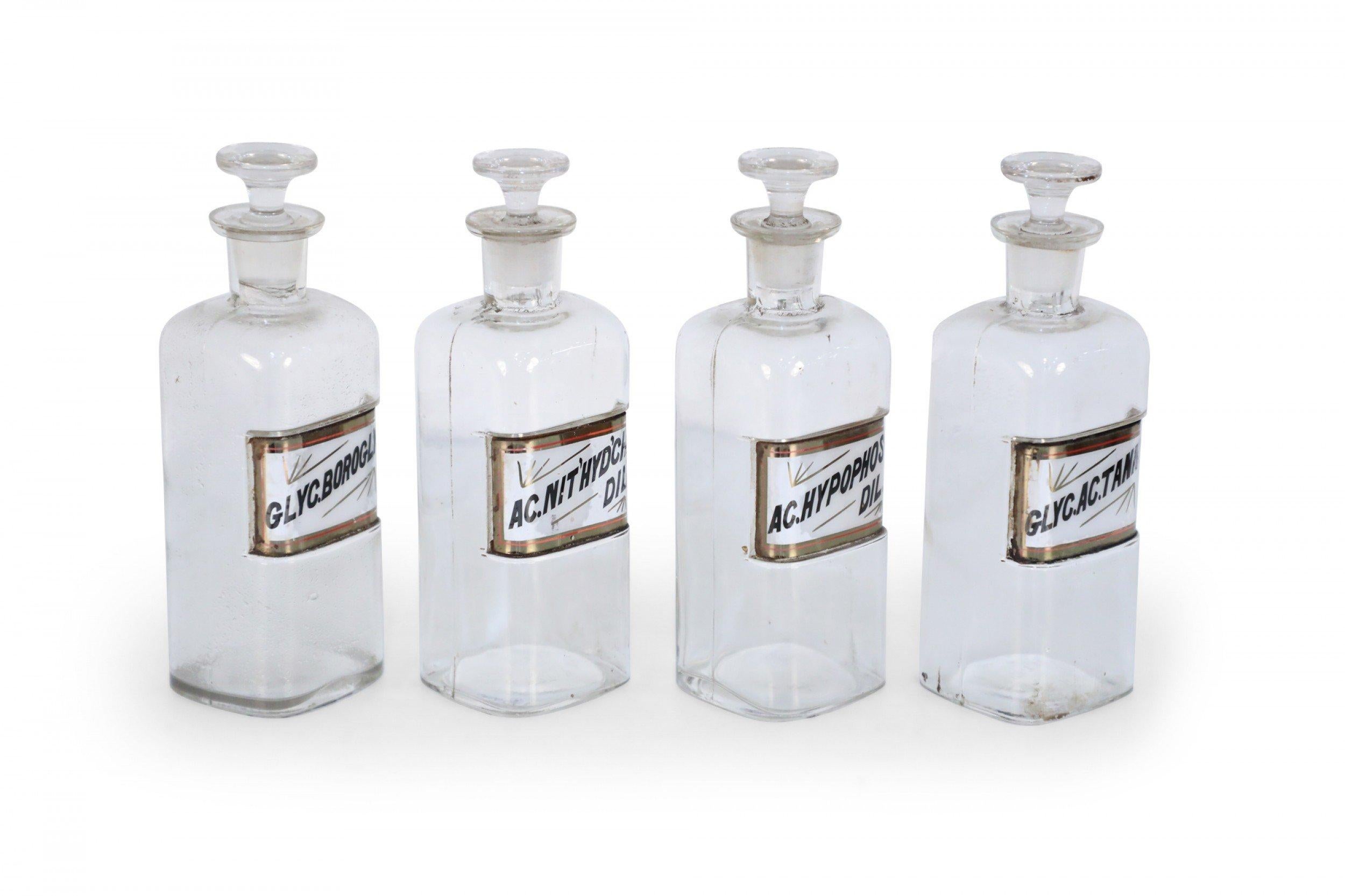 Set of 4 Early 20th Century Labeled Glass Apothecary Bottles For Sale 4