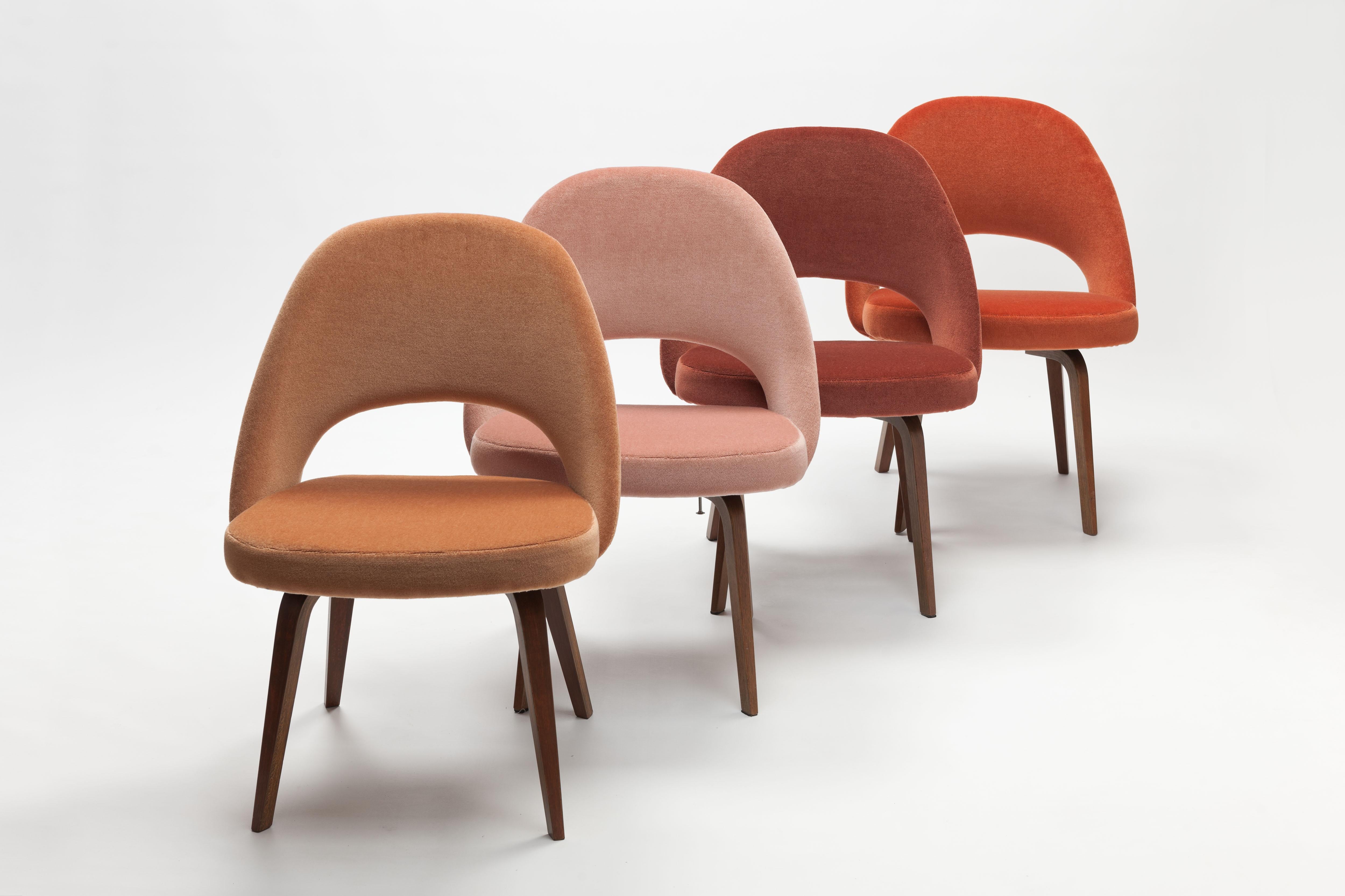 Mid-Century Modern Eero Saarinen Executive Side Chairs with Wooden Legs