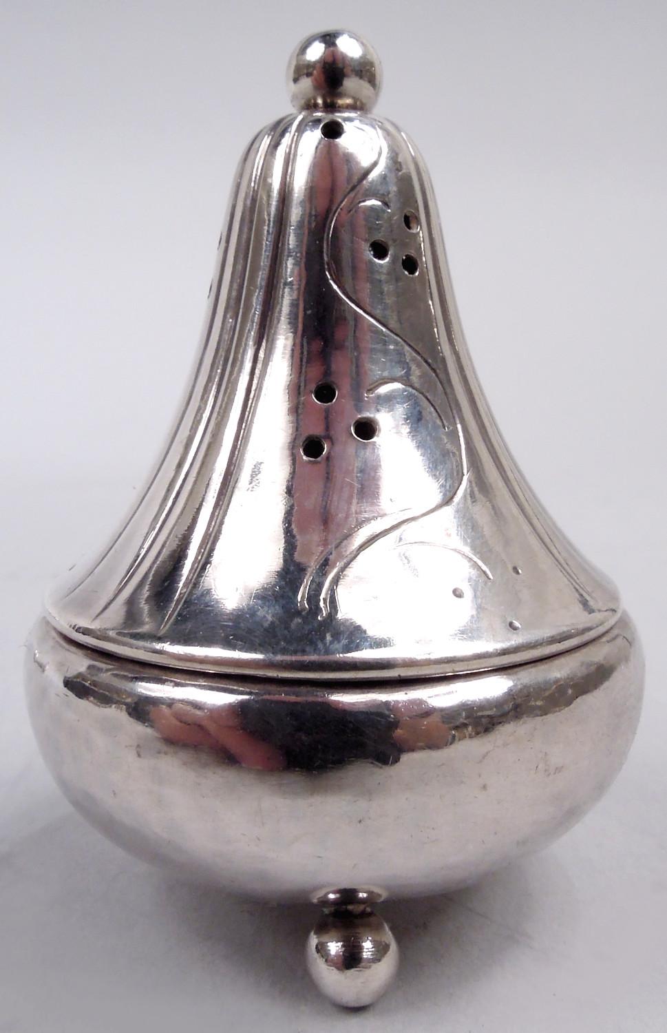 Sterling Silver Set of 4 Early Georg Jensen Danish Modern Pepper Shakers For Sale