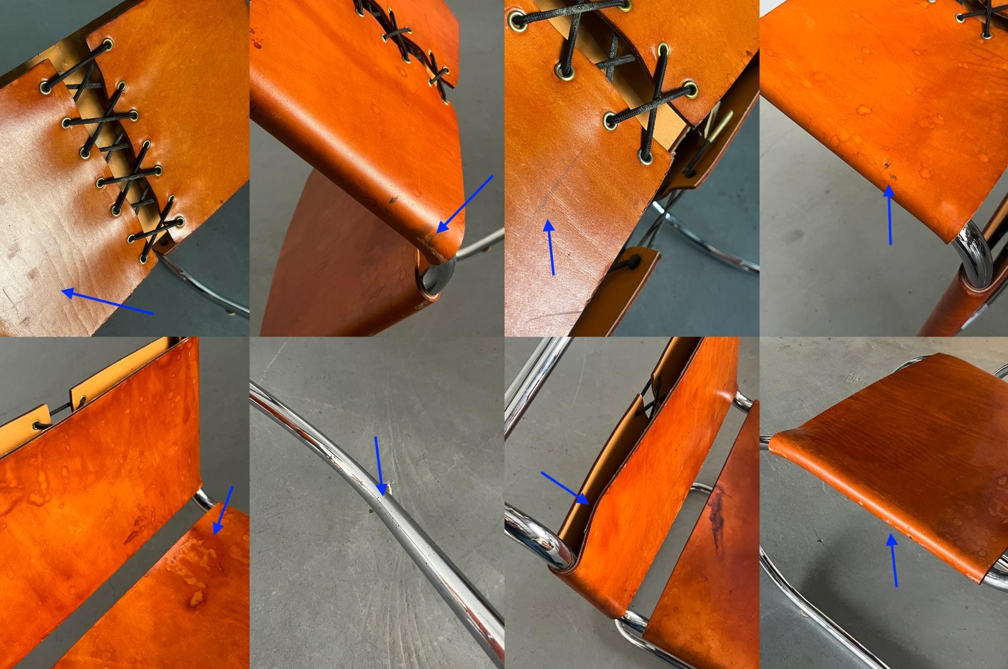 Ensemble de 4 chaises Mies van der Rohe 'MR10' d'origine en cuir cognac en vente 4