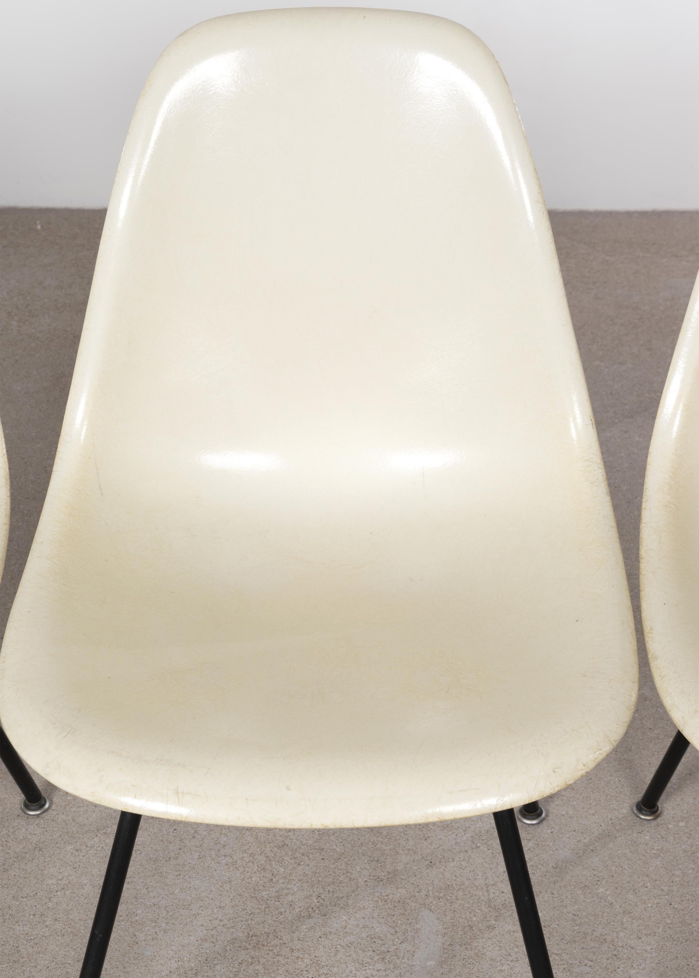Set of 4 Early Parchment Eames DSX Dining Chairs for Herman Miller 2