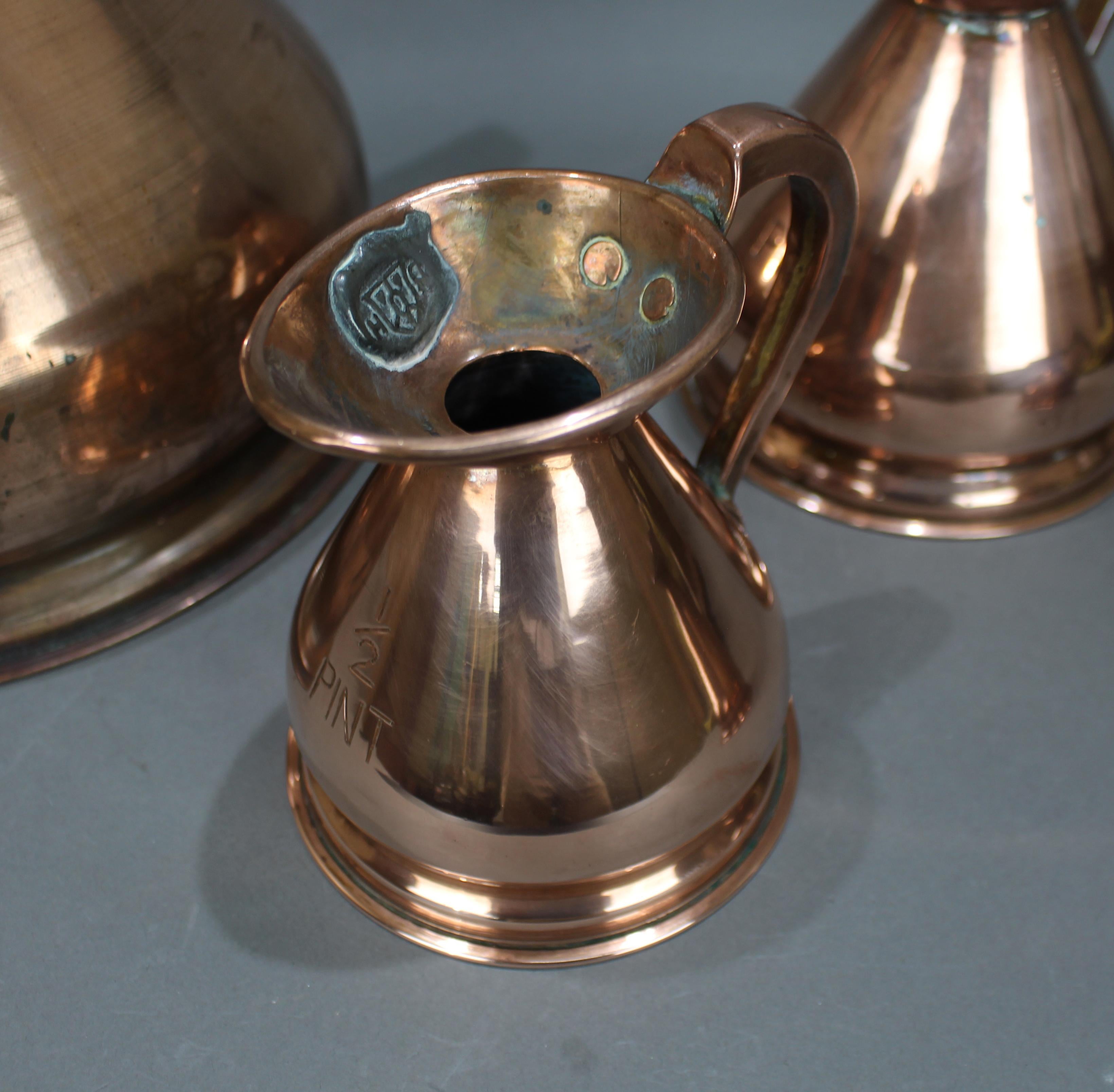 Set of 4 Early Victorian Graduated Copper Measuring Jugs For Sale 1