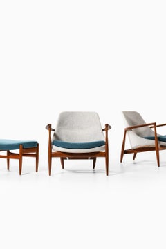 Satz von 4 Sesseln aus Wolle und Teakholz von Ib Kofod-Larsen, 1956
