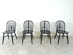 Set of 4 ebonized Ercol Dining Chairs , 1950's