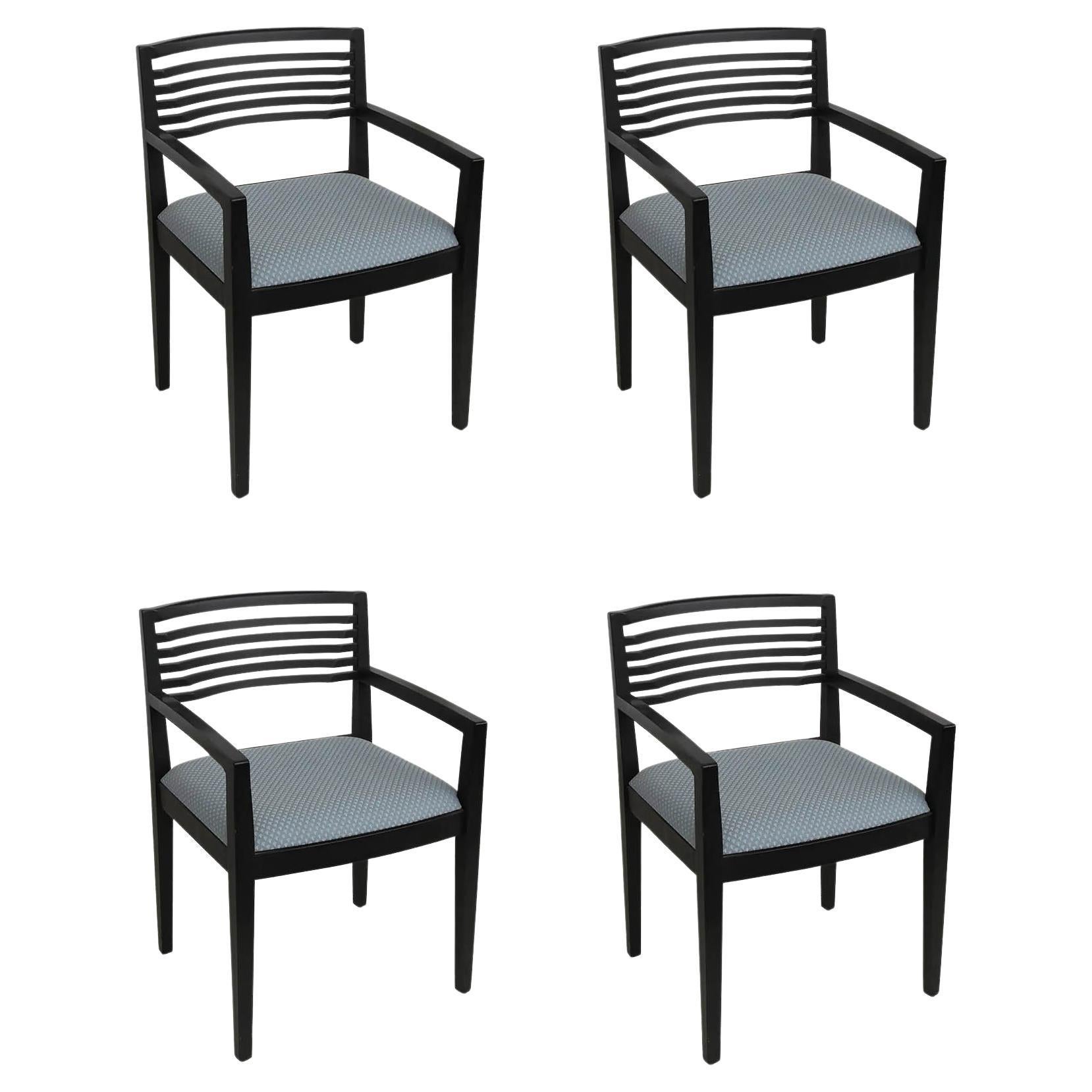 Set of 4 Ebonized Knoll Ricchio Chairs For Sale