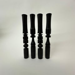 Set of 4 ebony hand turned wooden edwardian candle sticks , 1900’s
