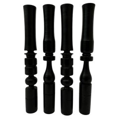 Set of 4 ebony hand turned wooden edwardian candle sticks , 1900’s