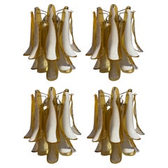 Set of 4 Eclectic Bold Colorful Murano Wall Sconce in amber, white & clear glass
