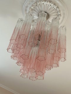 Set of 4 Eclectic Bold Colorful Pink Ombre Murano Chandeliers TRONCHI