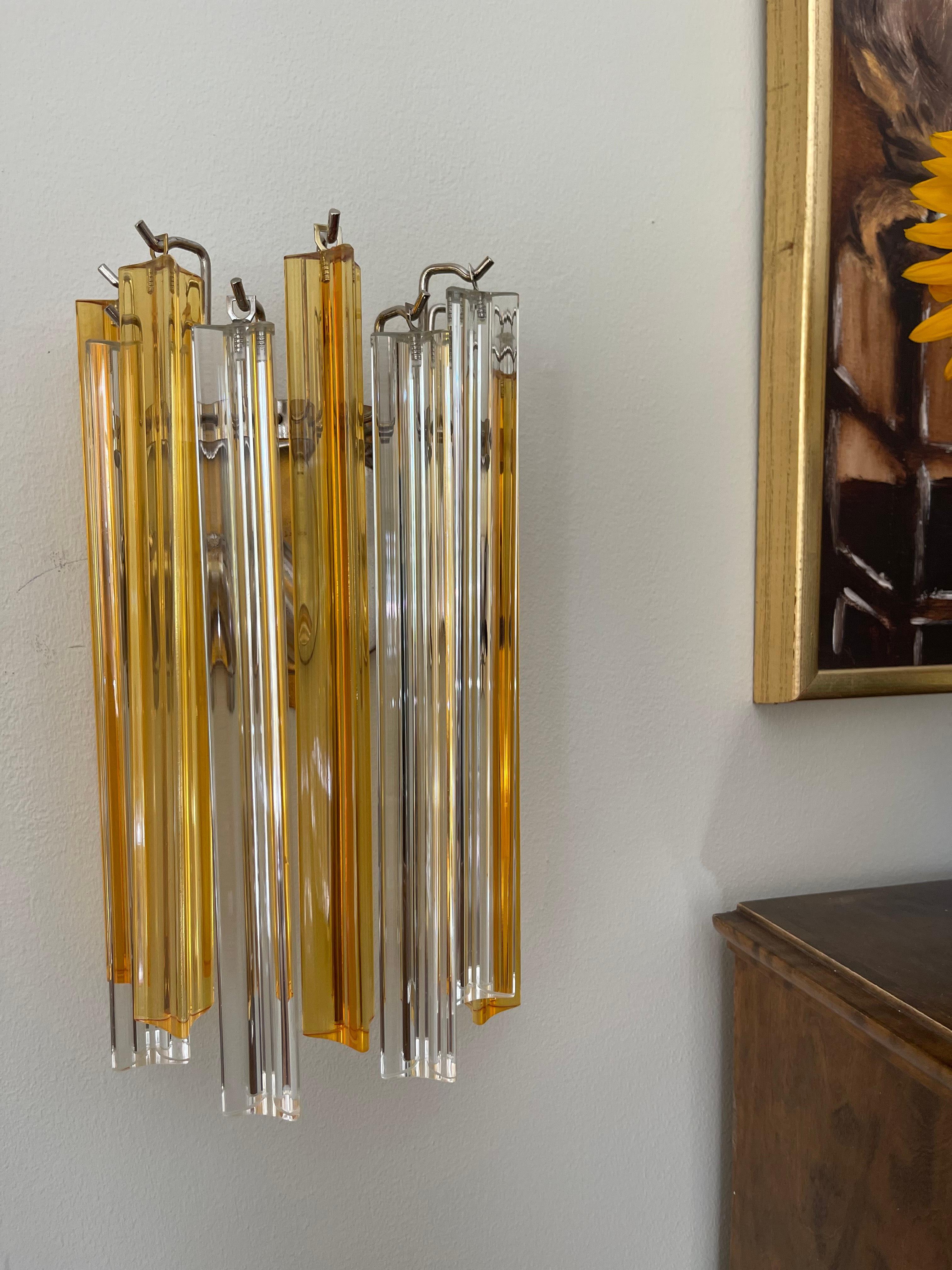 Italian Set of 4 Eclectic Colorful Murano Wall Sconces For Sale