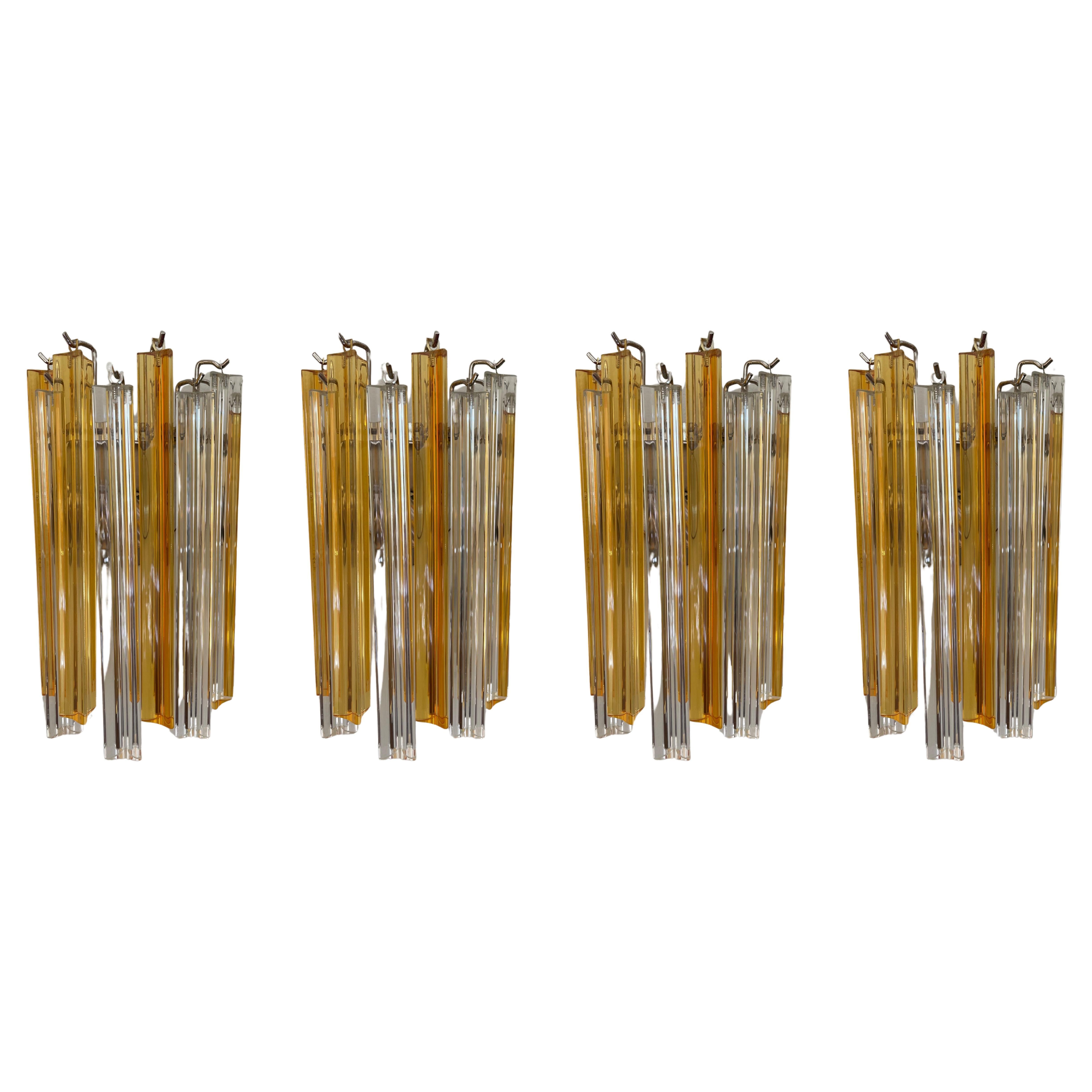 Set of 4 Eclectic Colorful Murano Wall Sconces For Sale