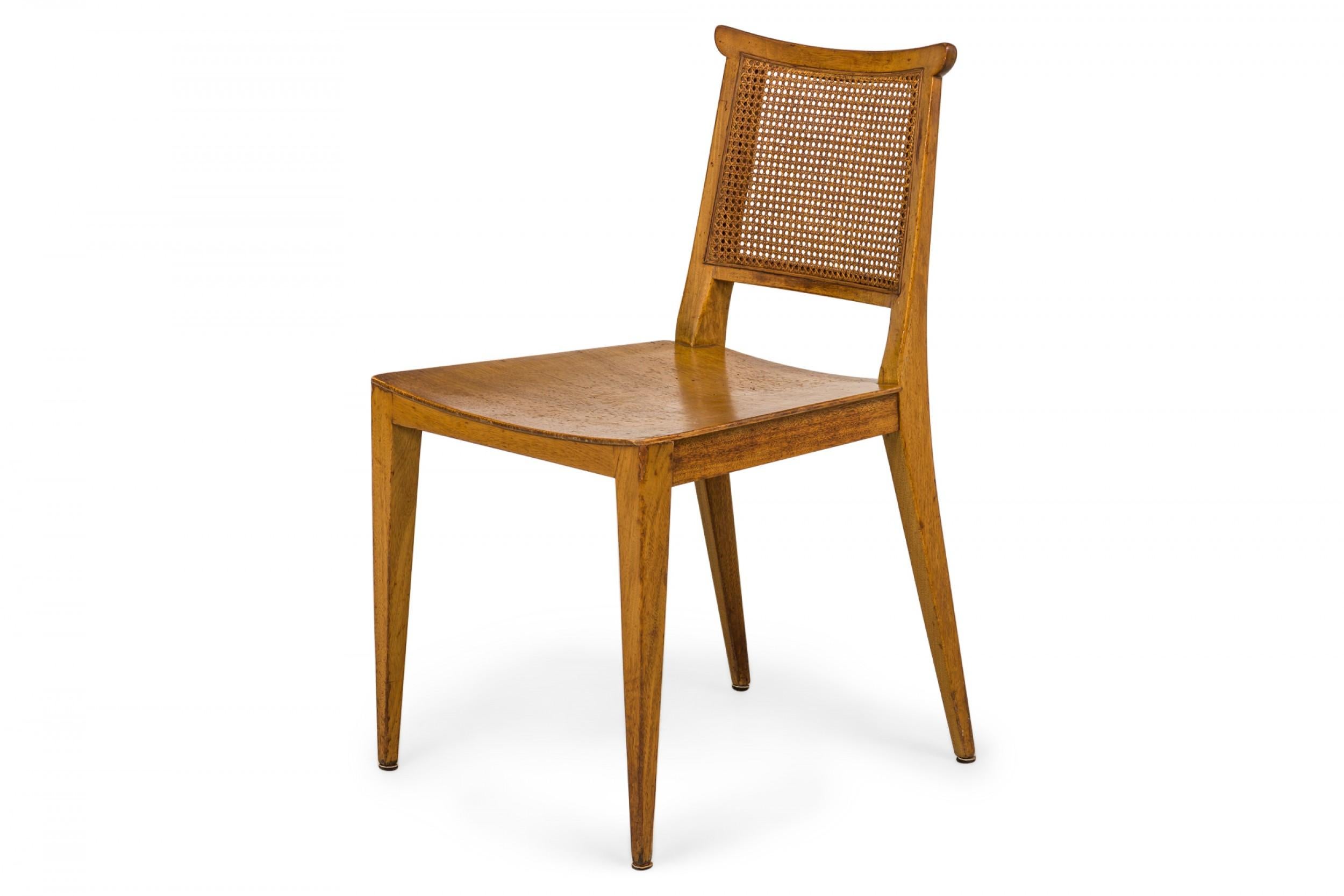 Mid-Century Modern Set of 4 Edward Wormley for Dunbar Caned Back Light Wooden Side Chairs For Sale