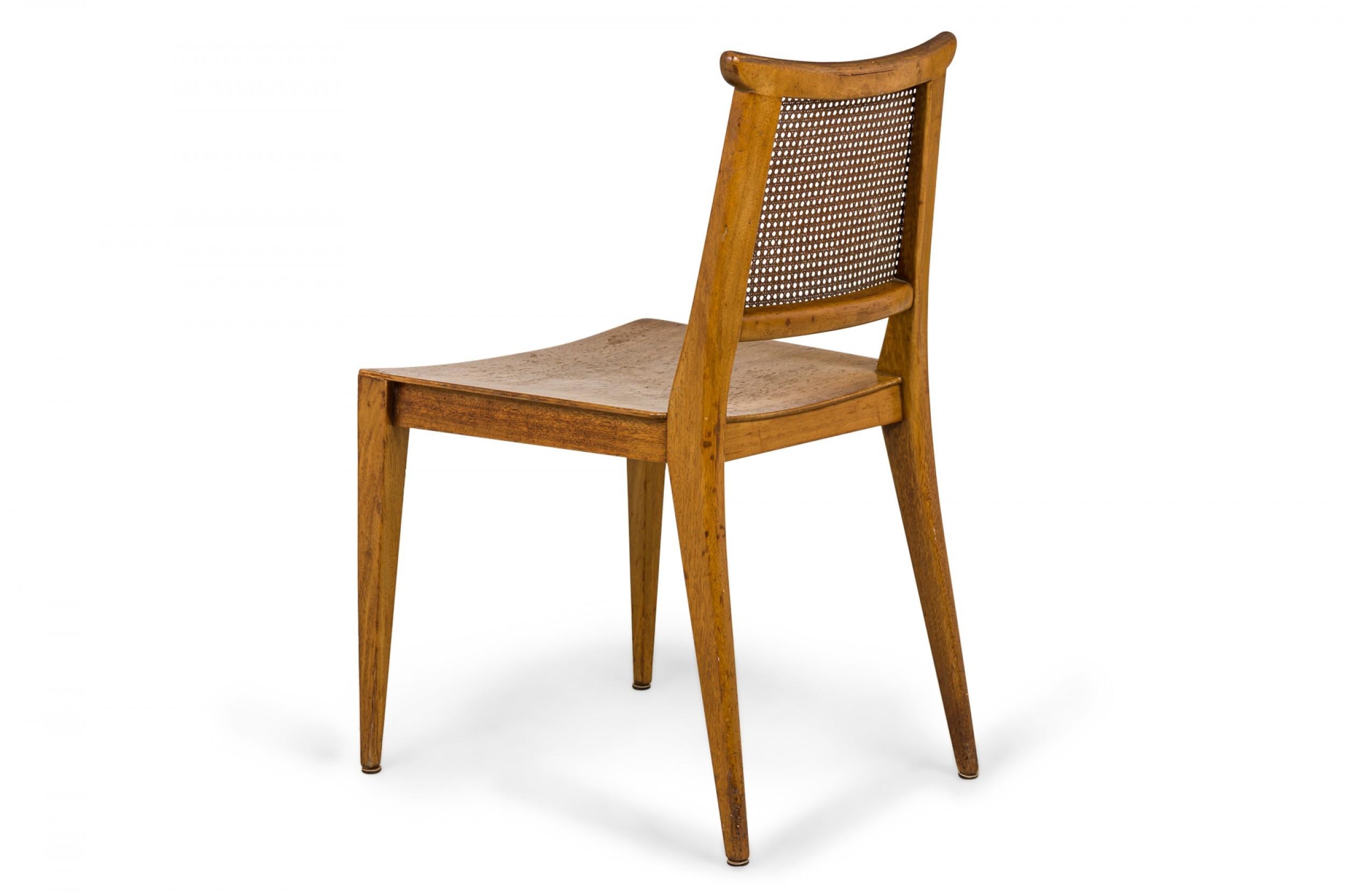 Set of 4 Edward Wormley for Dunbar Caned Back Light Wooden Side Chairs In Good Condition For Sale In New York, NY