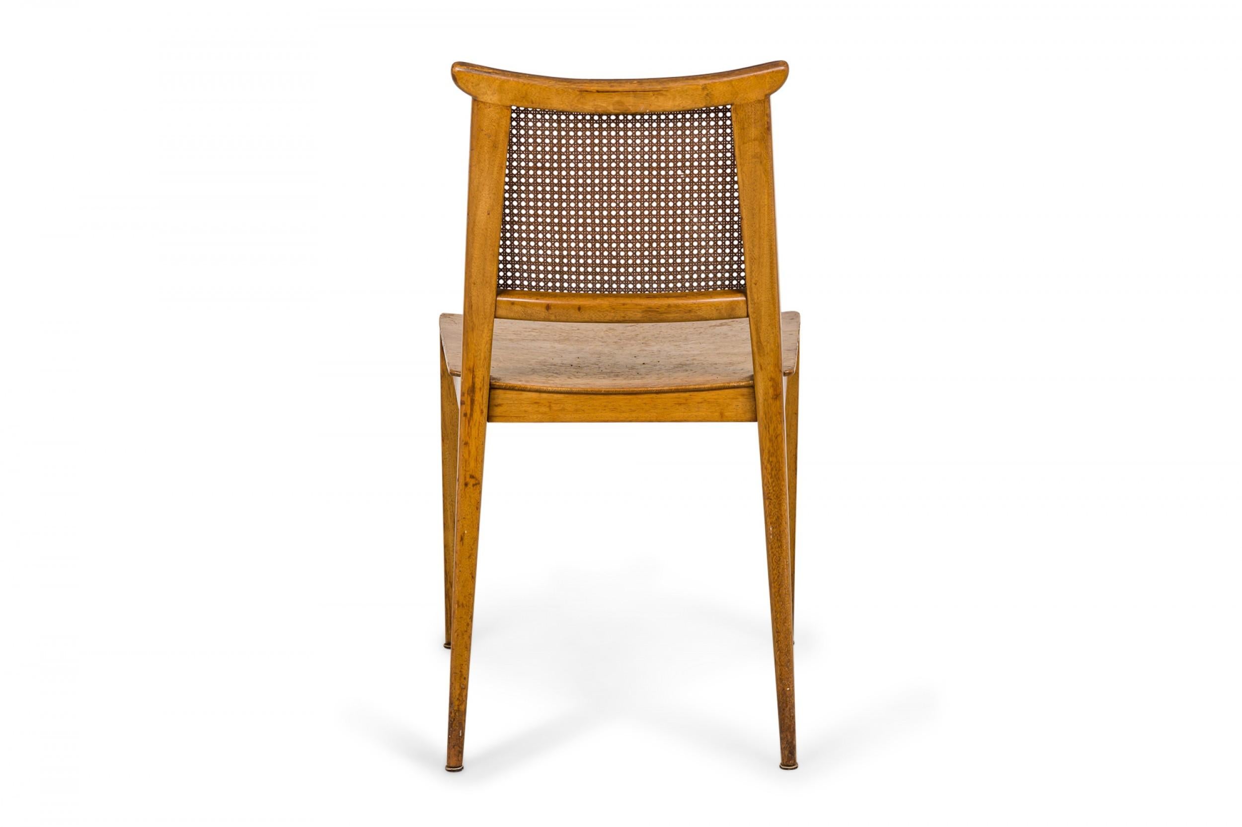 20th Century Set of 4 Edward Wormley for Dunbar Caned Back Light Wooden Side Chairs For Sale