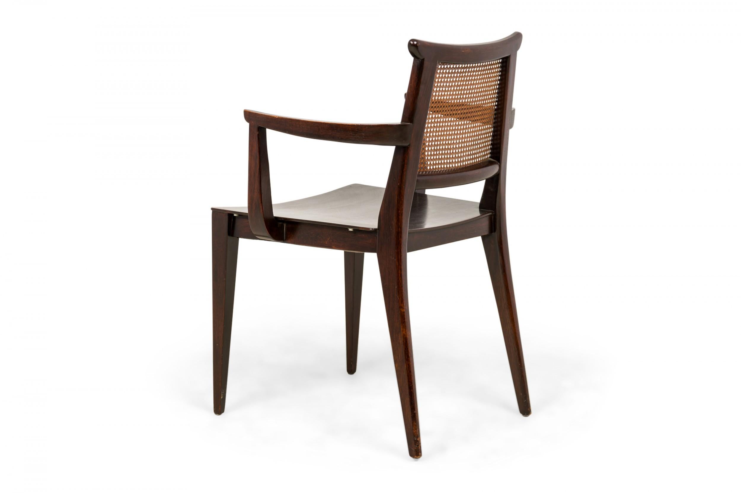 Set of 4 Edward Wormley for Dunbar Mid-Century Caned Back Wooden Dining Armchair In Good Condition For Sale In New York, NY