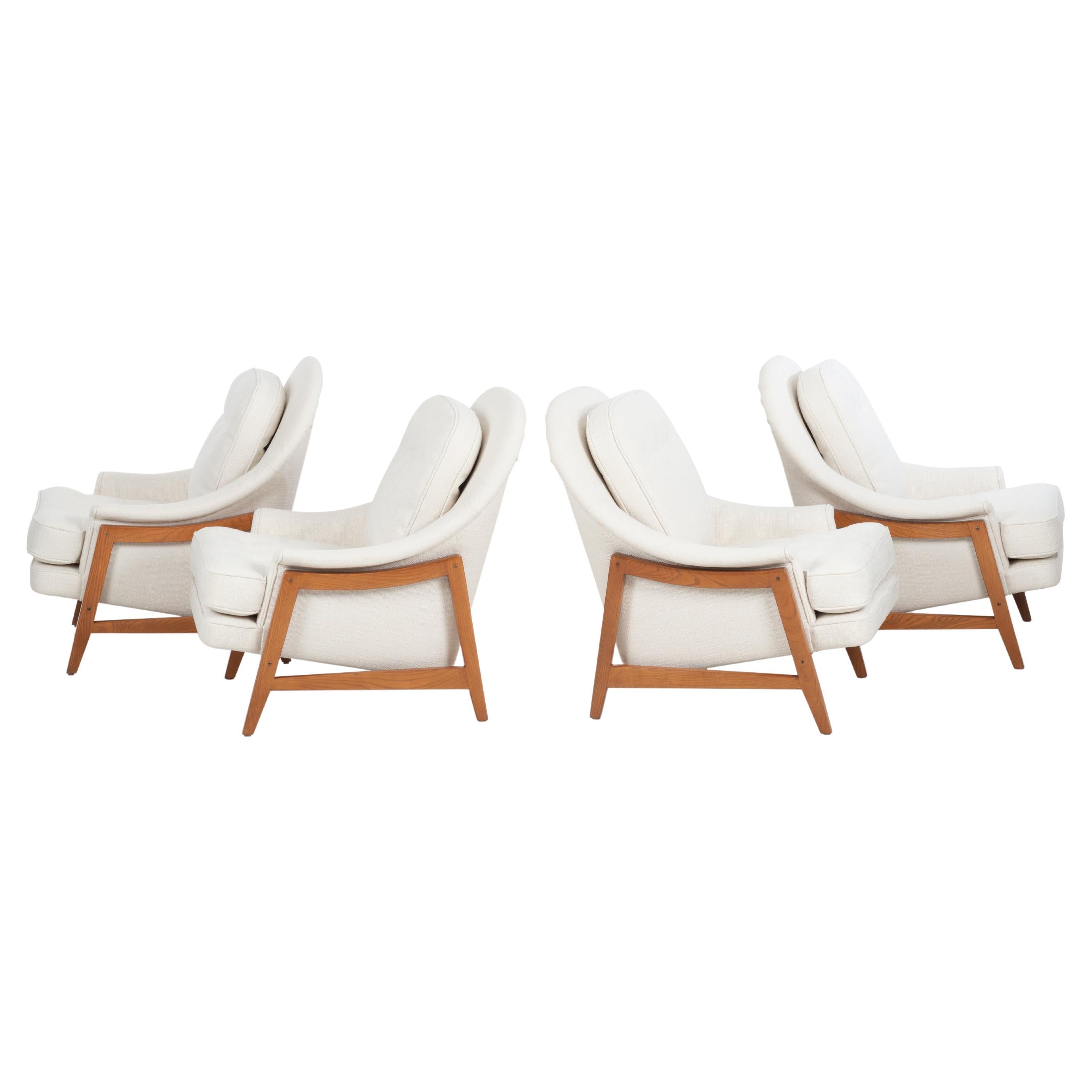 Set of 4 Edward Wormley Janus Lounge Chairs