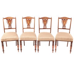 Set of 4 Edwardian Rosewood Inlaid Dining Chairs