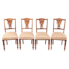 Antique Set of 4 Edwardian Rosewood Inlaid Dining Chairs