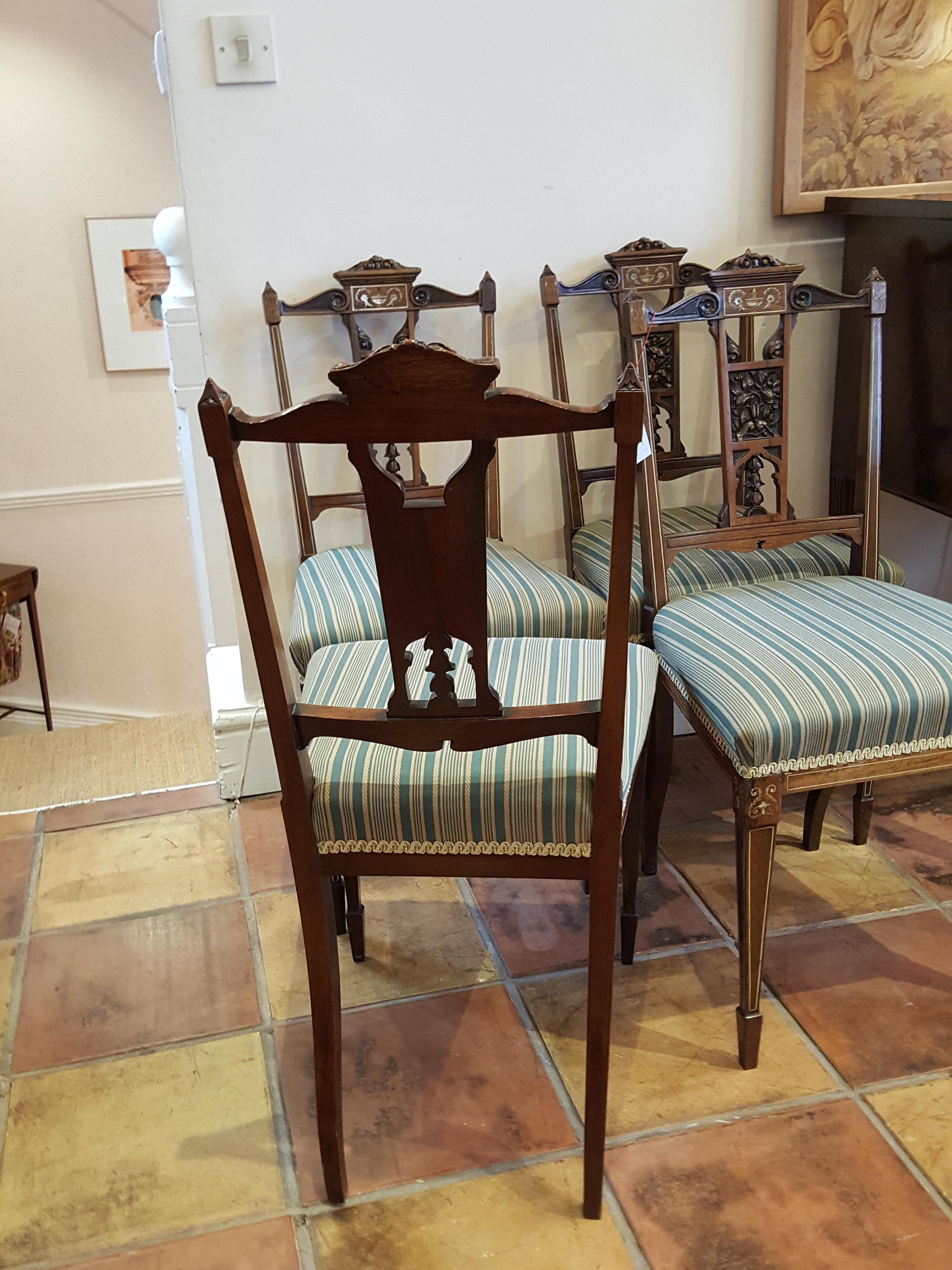 Set of 4 Edwardian Rosewood Salon Chairs 3