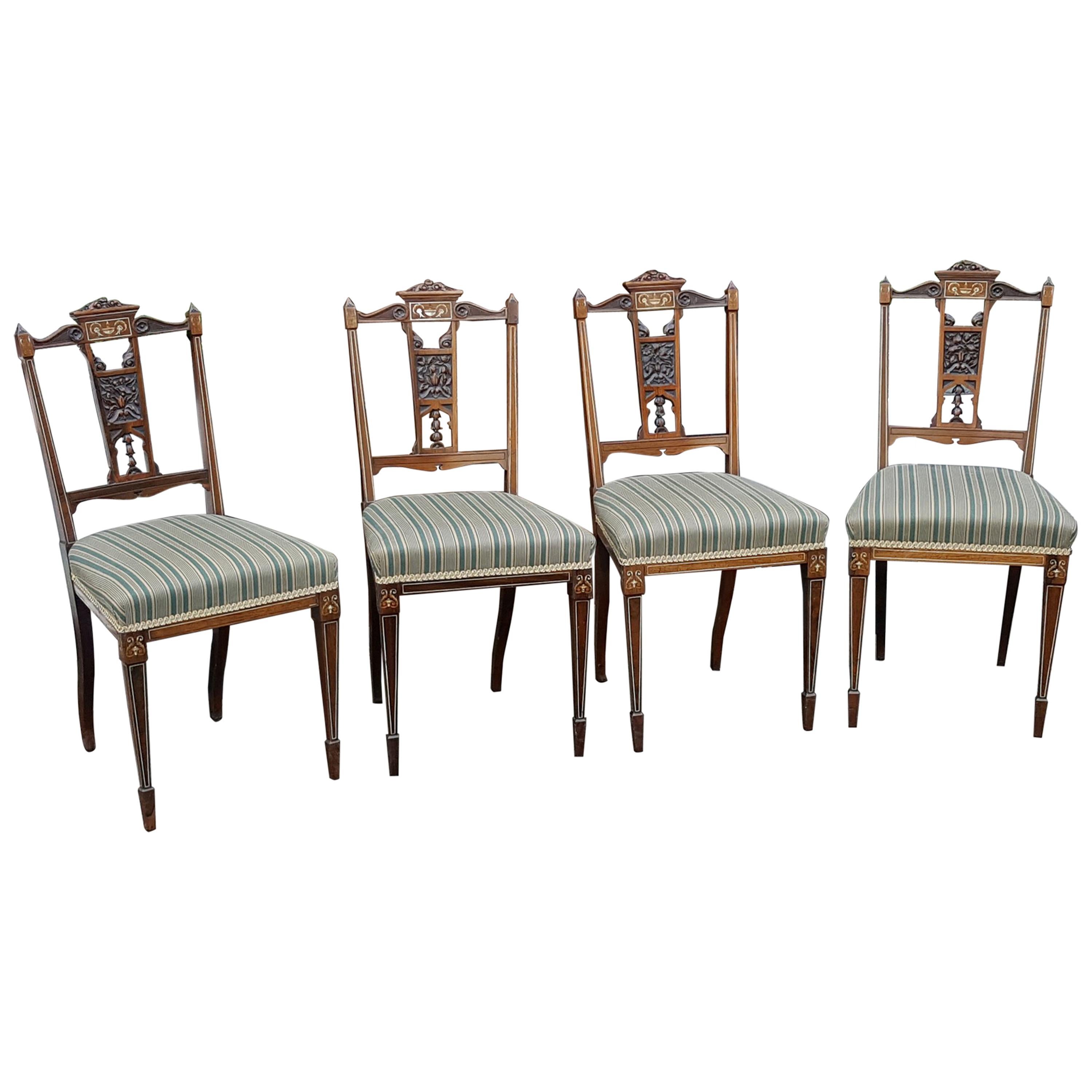 Set of 4 Edwardian Rosewood Salon Chairs