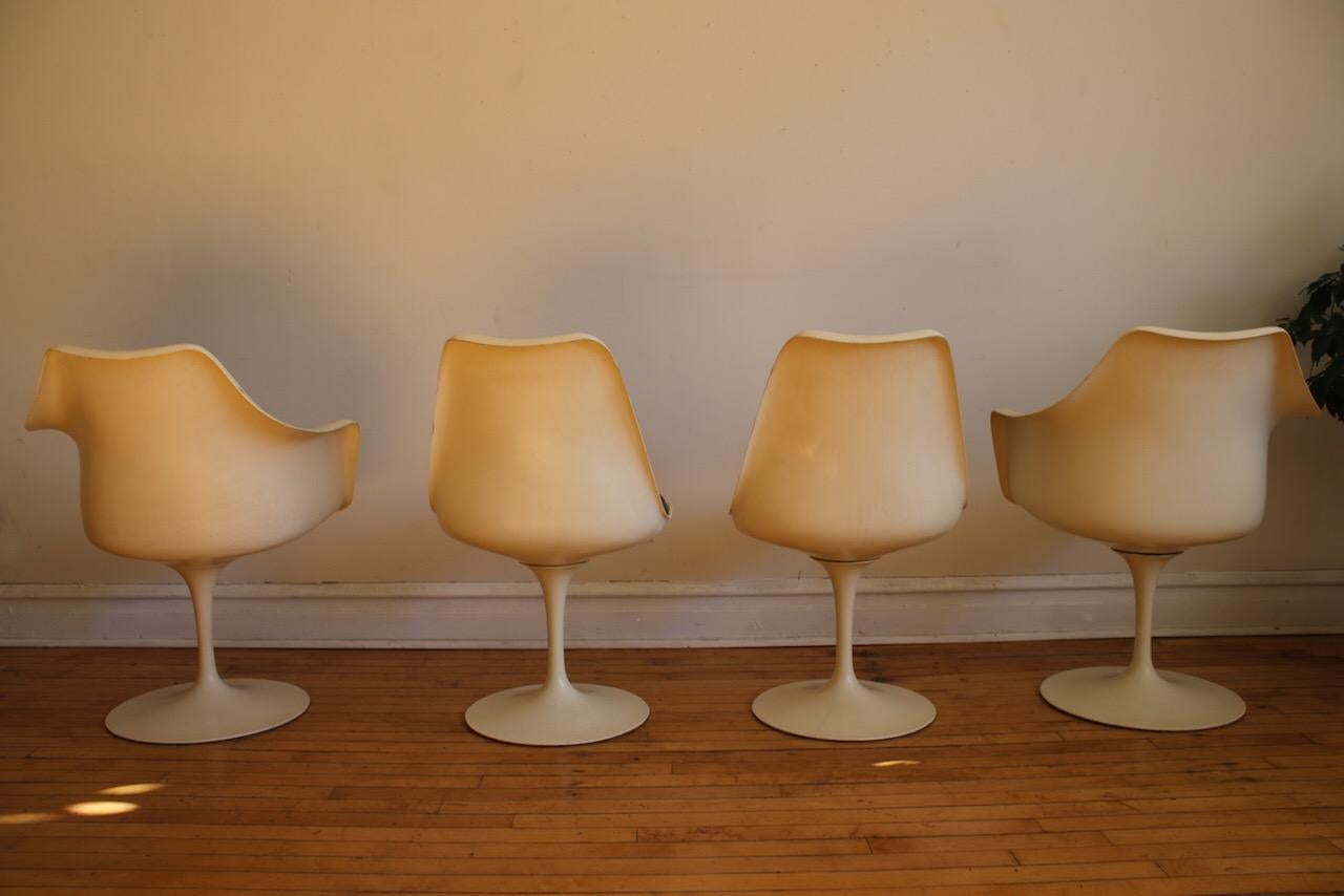 Set of 4 Eero Saarinen Midcentury Dark Green Tulip Dining Chairs 7