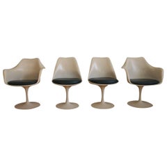 Set of 4 Eero Saarinen Midcentury Dark Green Tulip Dining Chairs